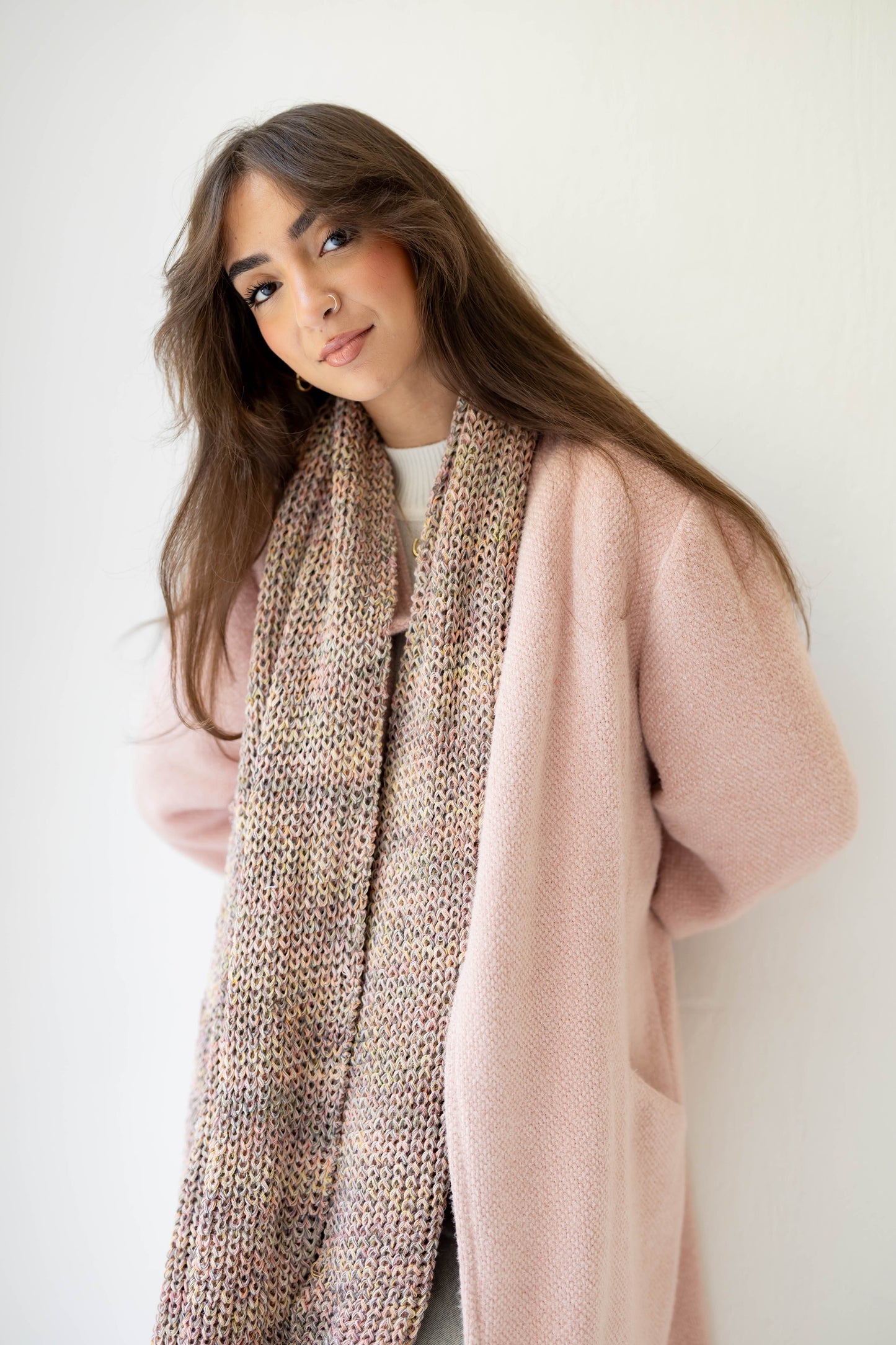 Warm Snuggle Shawl in Blush Blend