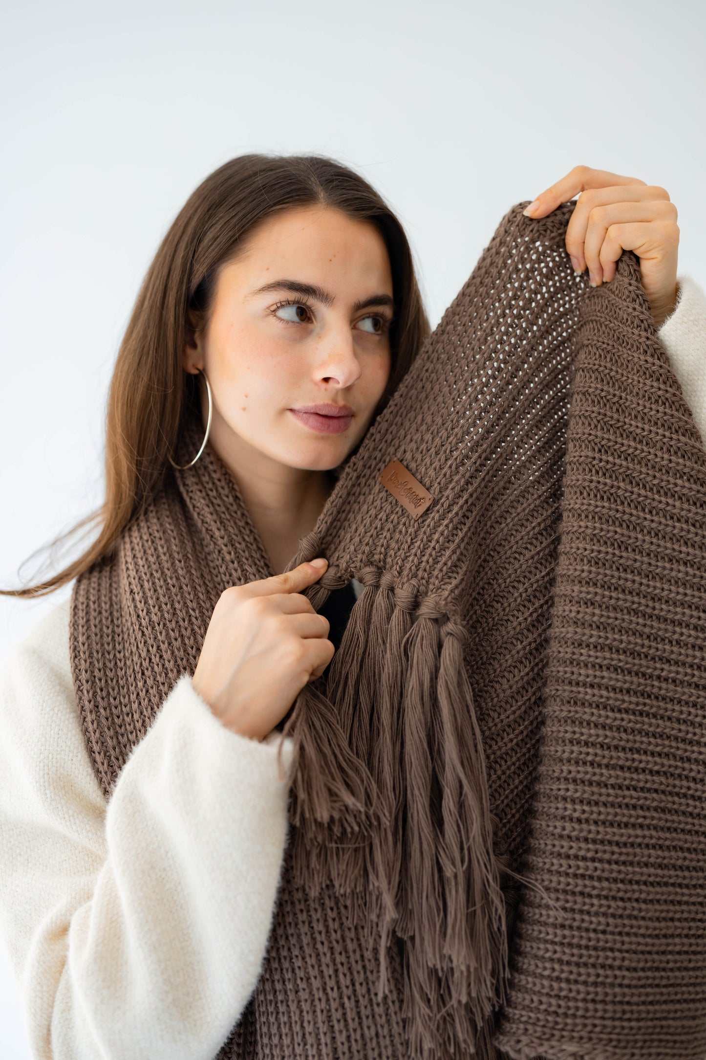 Warm Snuggle Shawl in Mocha