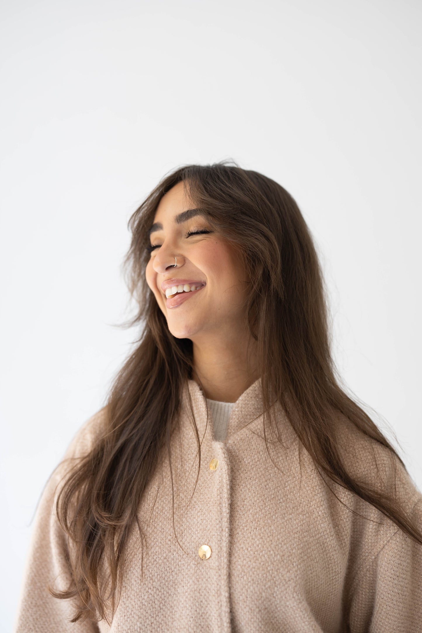 Shimmer Bomber Jacket in Beige