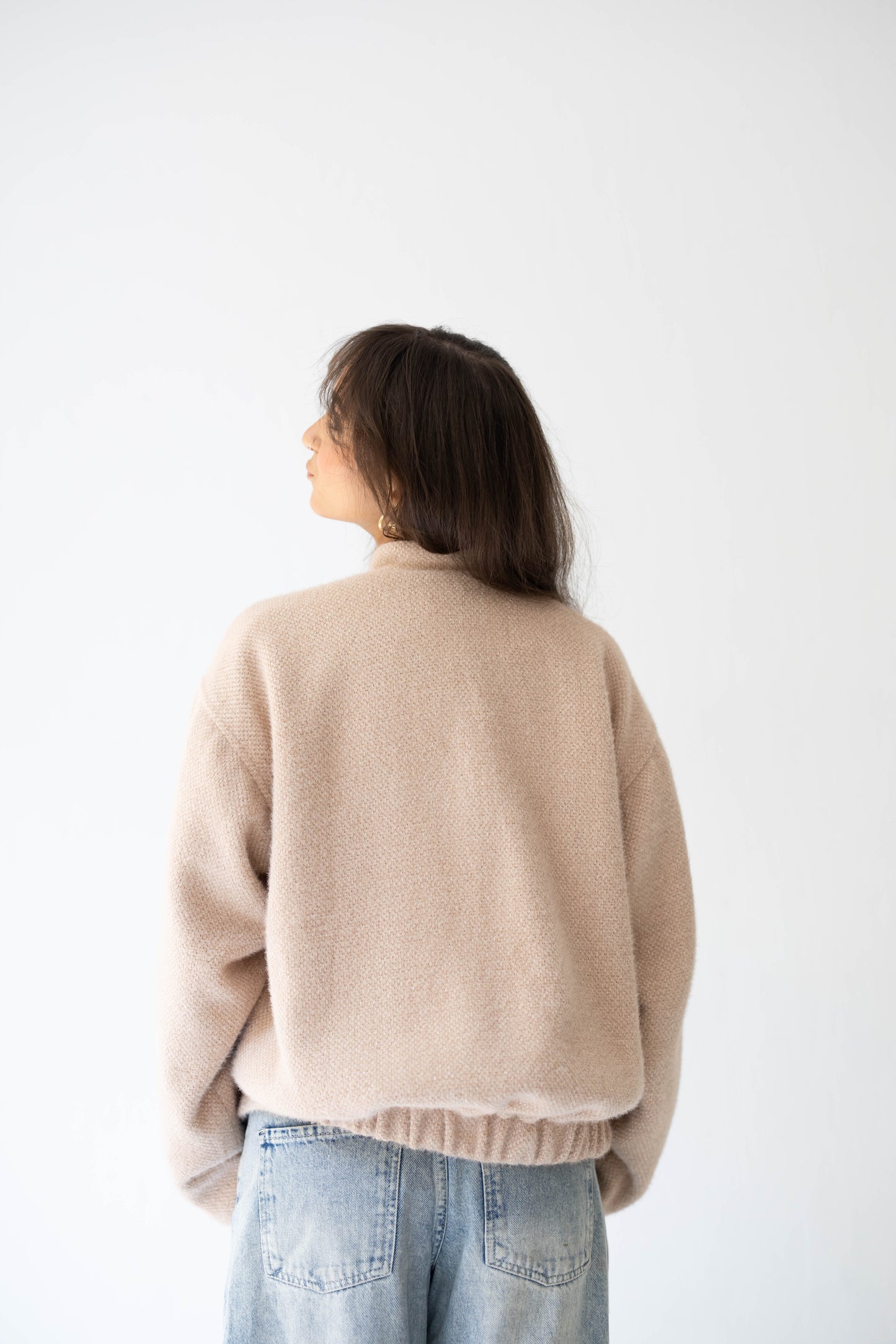 Shimmer Bomber Jacket in Beige