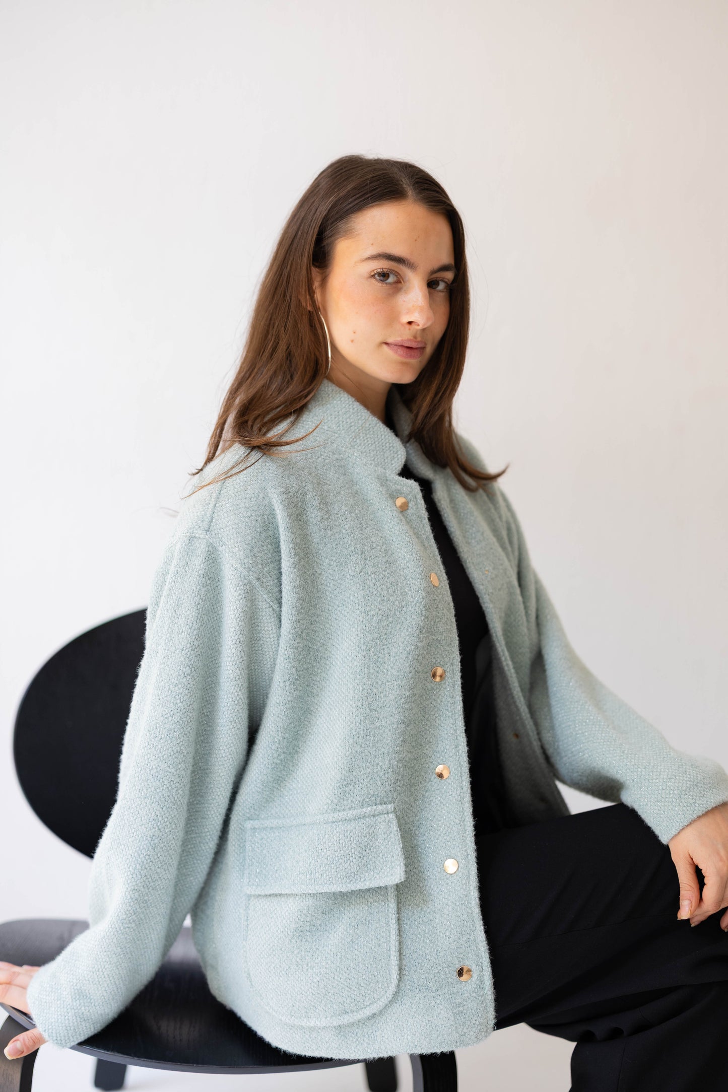 Shimmer Bomber Jacket in Tiffany