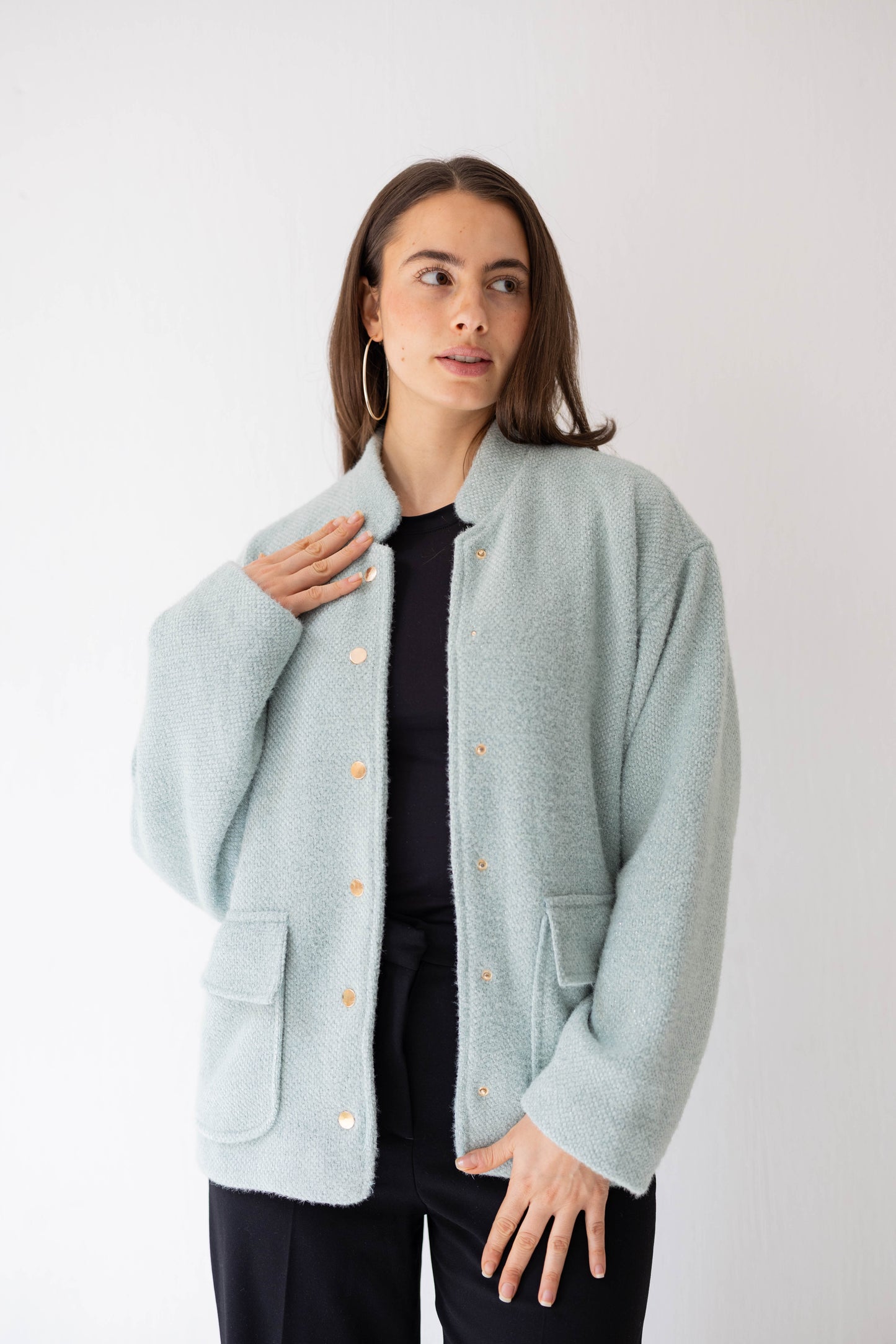 Shimmer Bomber Jacket in Tiffany