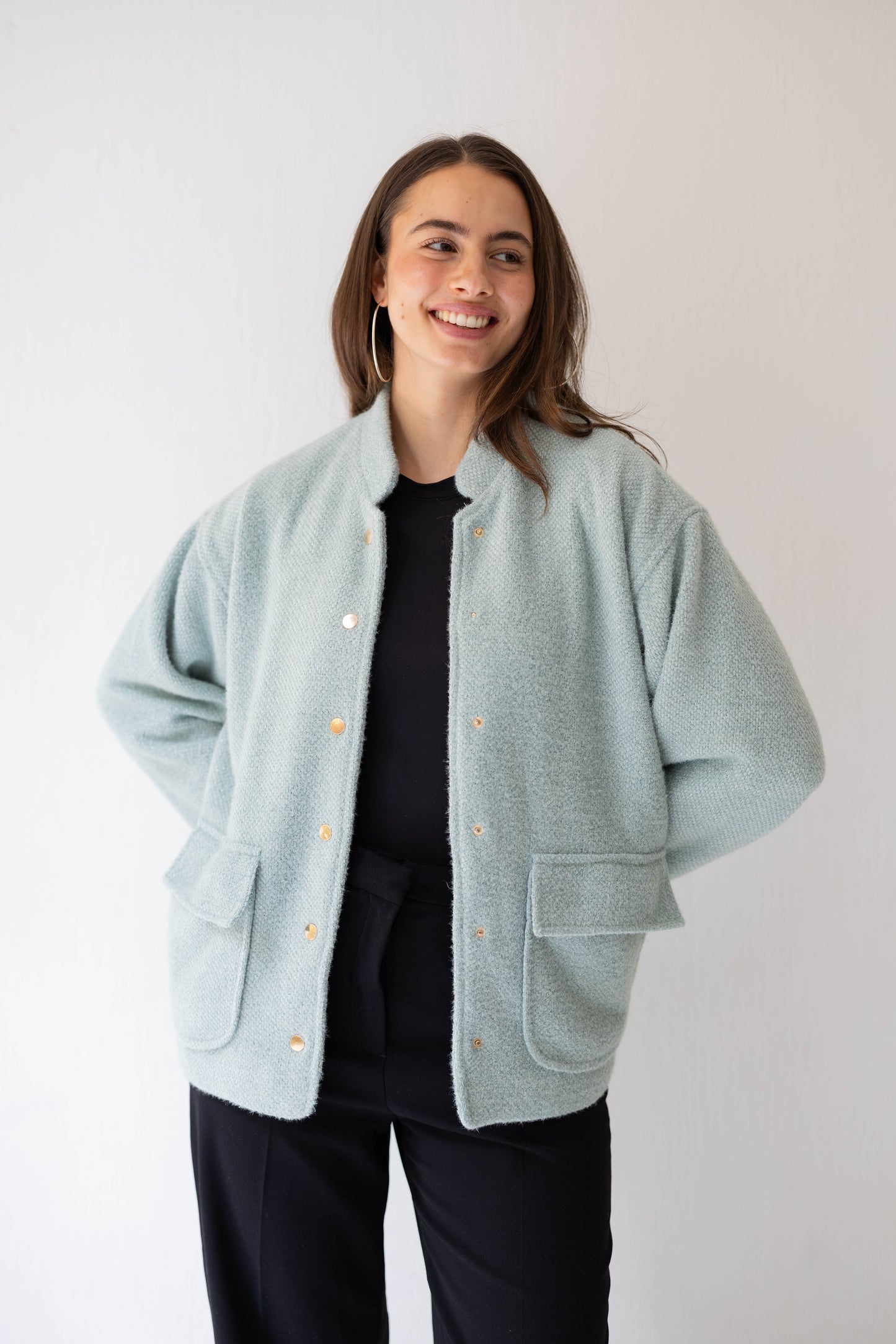 Shimmer Bomber Jacket in Tiffany