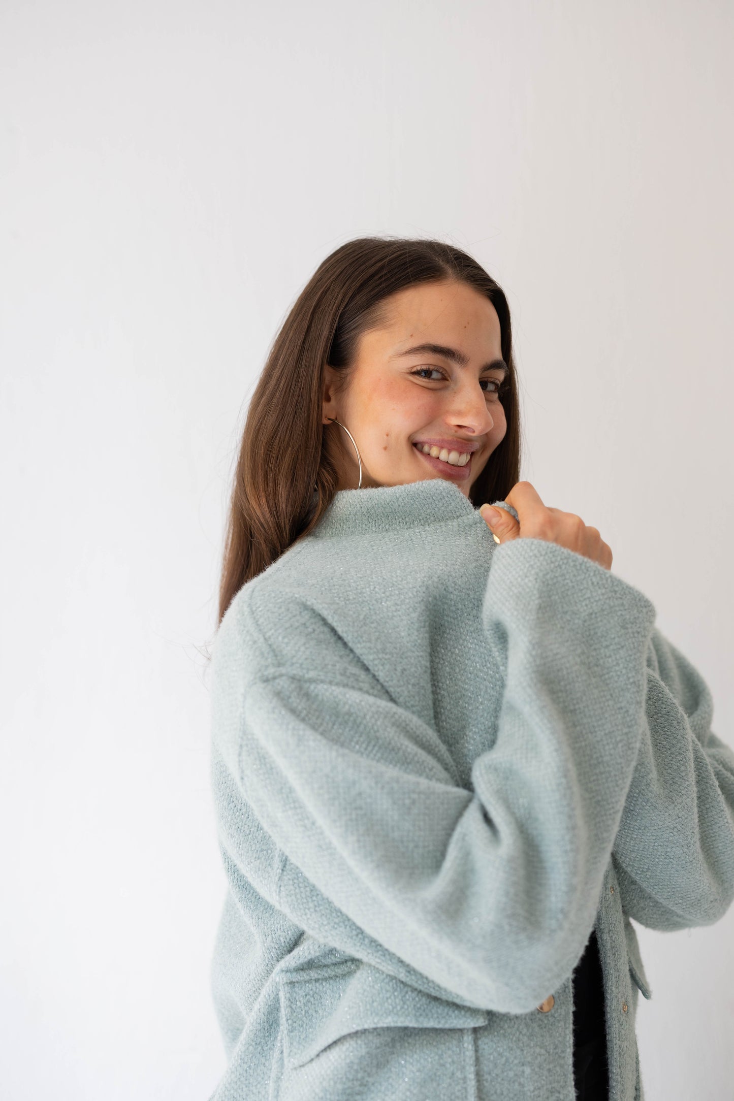 Shimmer Bomber Jacket in Tiffany