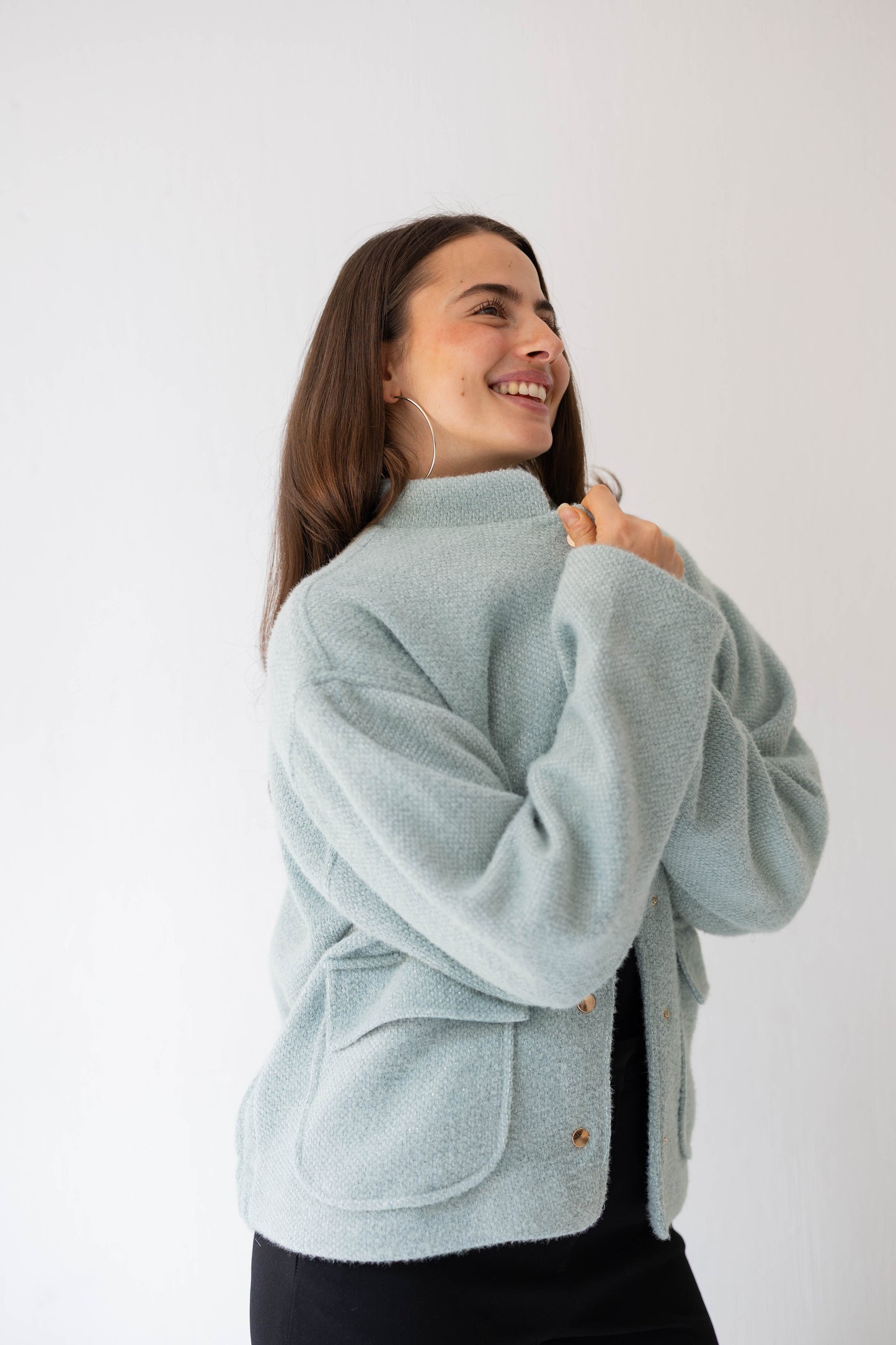 Shimmer Bomber Jacket in Tiffany