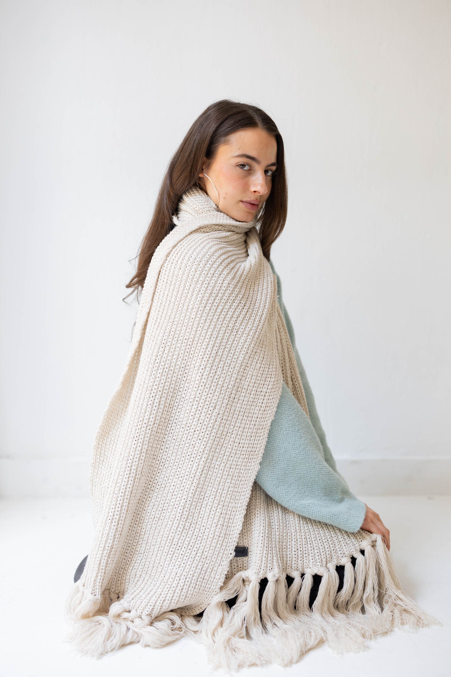 Warm Snuggle Shawl in Cream
