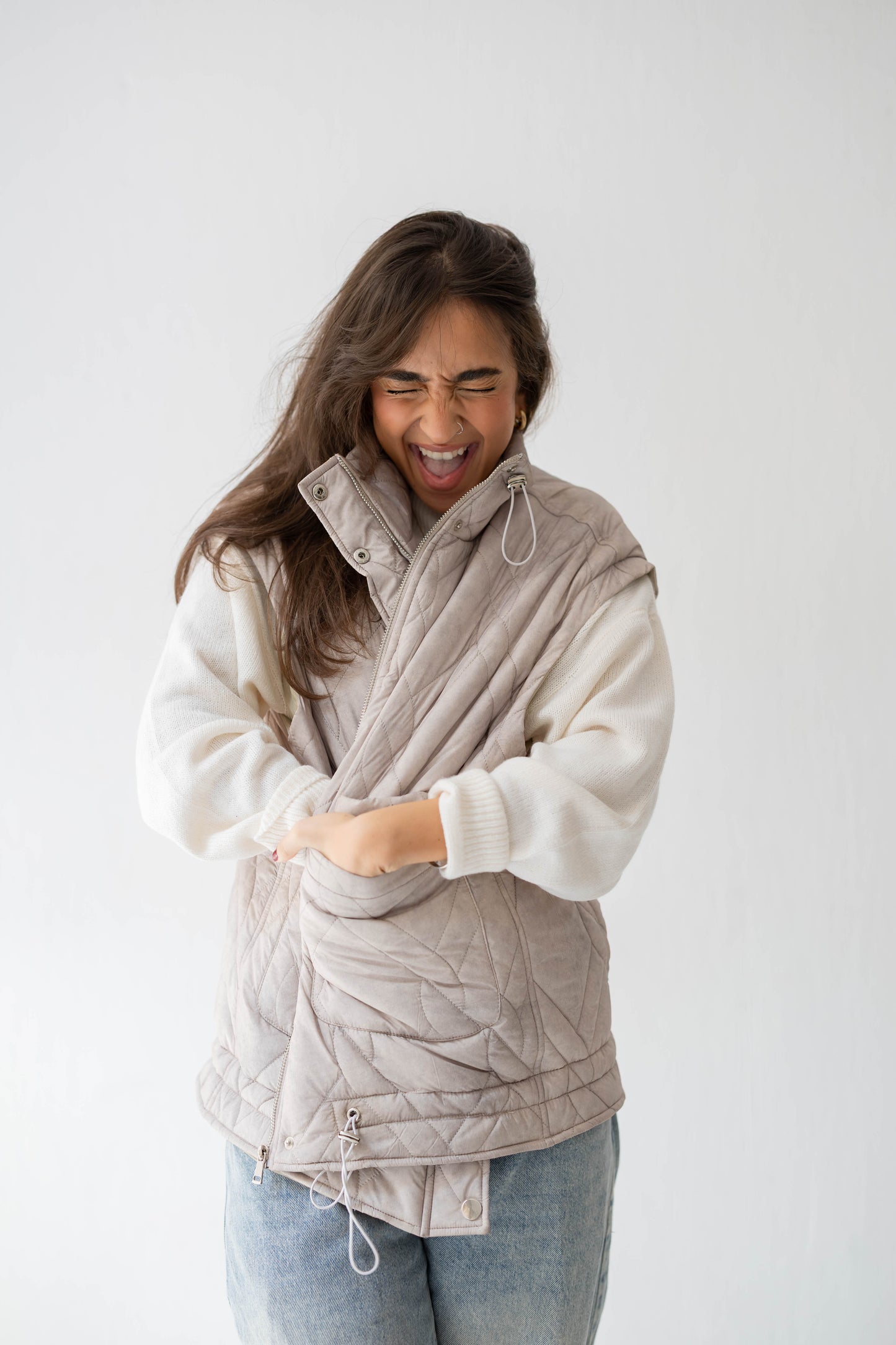 Storm Puff Vest in Sand