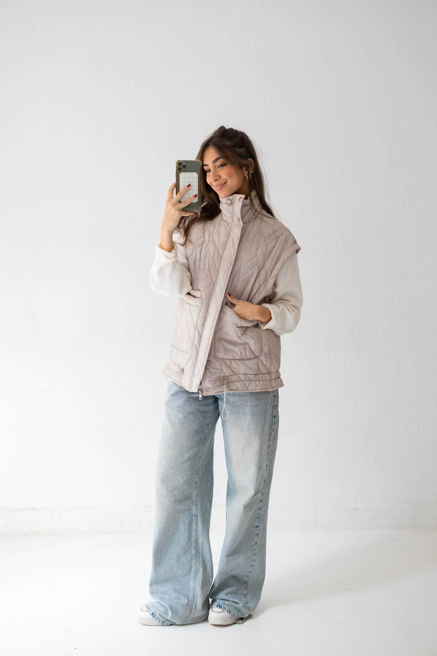 Storm Puff Vest in Sand