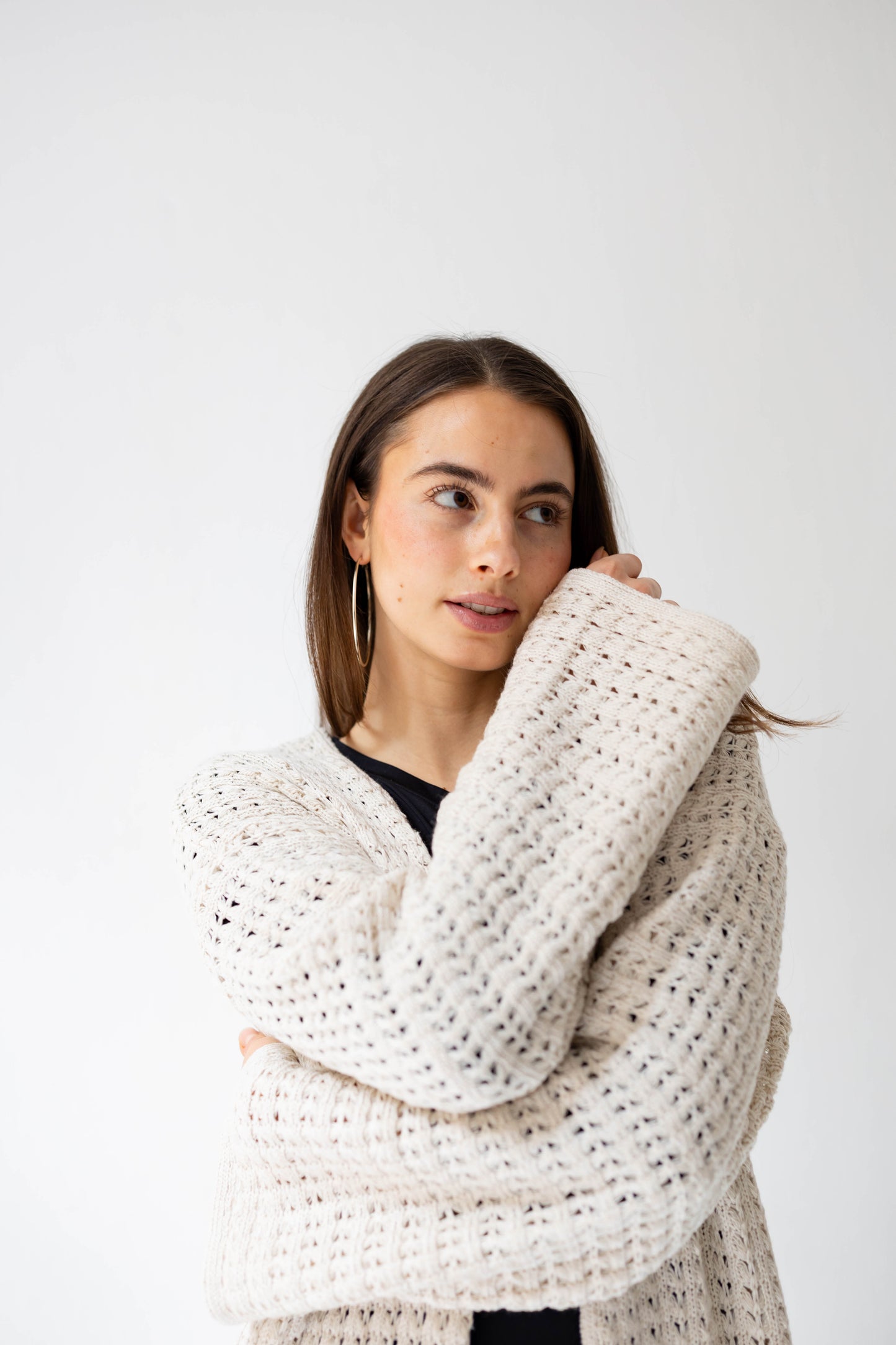 Boho Fringed Cardigan in Oat