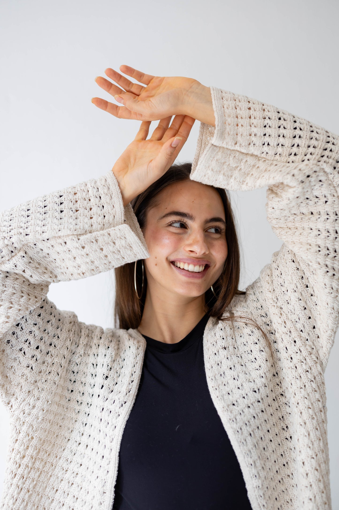 Boho Fringed Cardigan in Oat