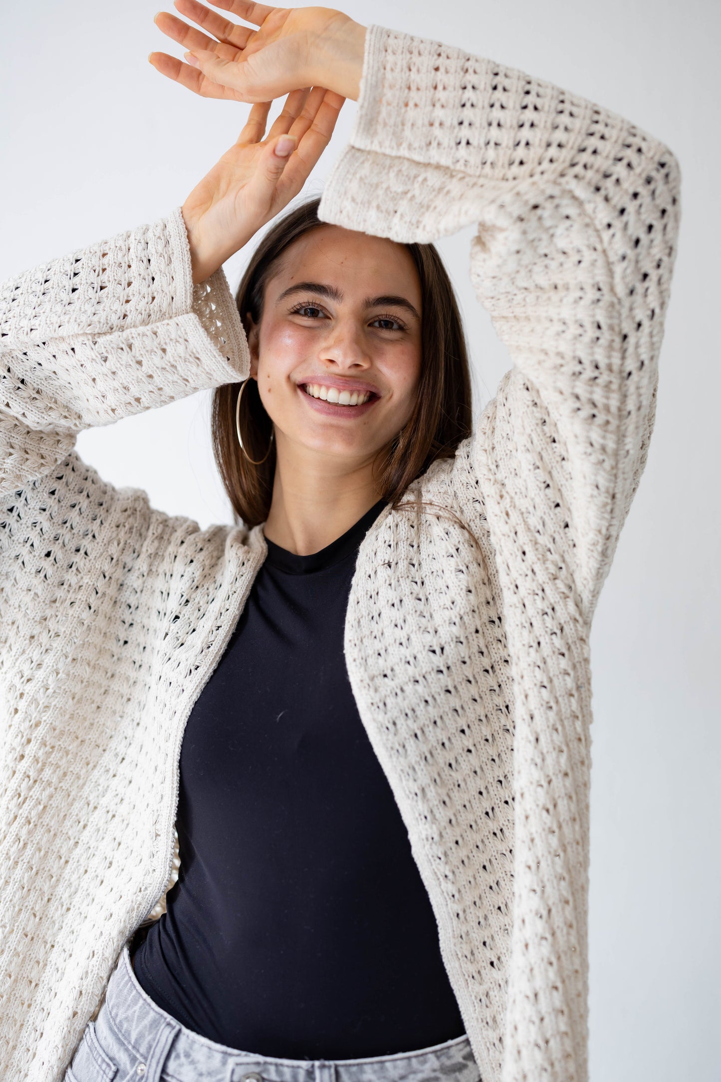 Boho Fringed Cardigan in Oat