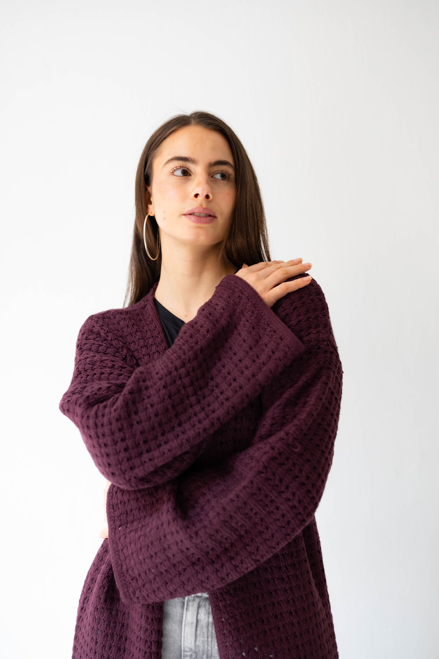 Boho Fringed Cardigan in Burgundy