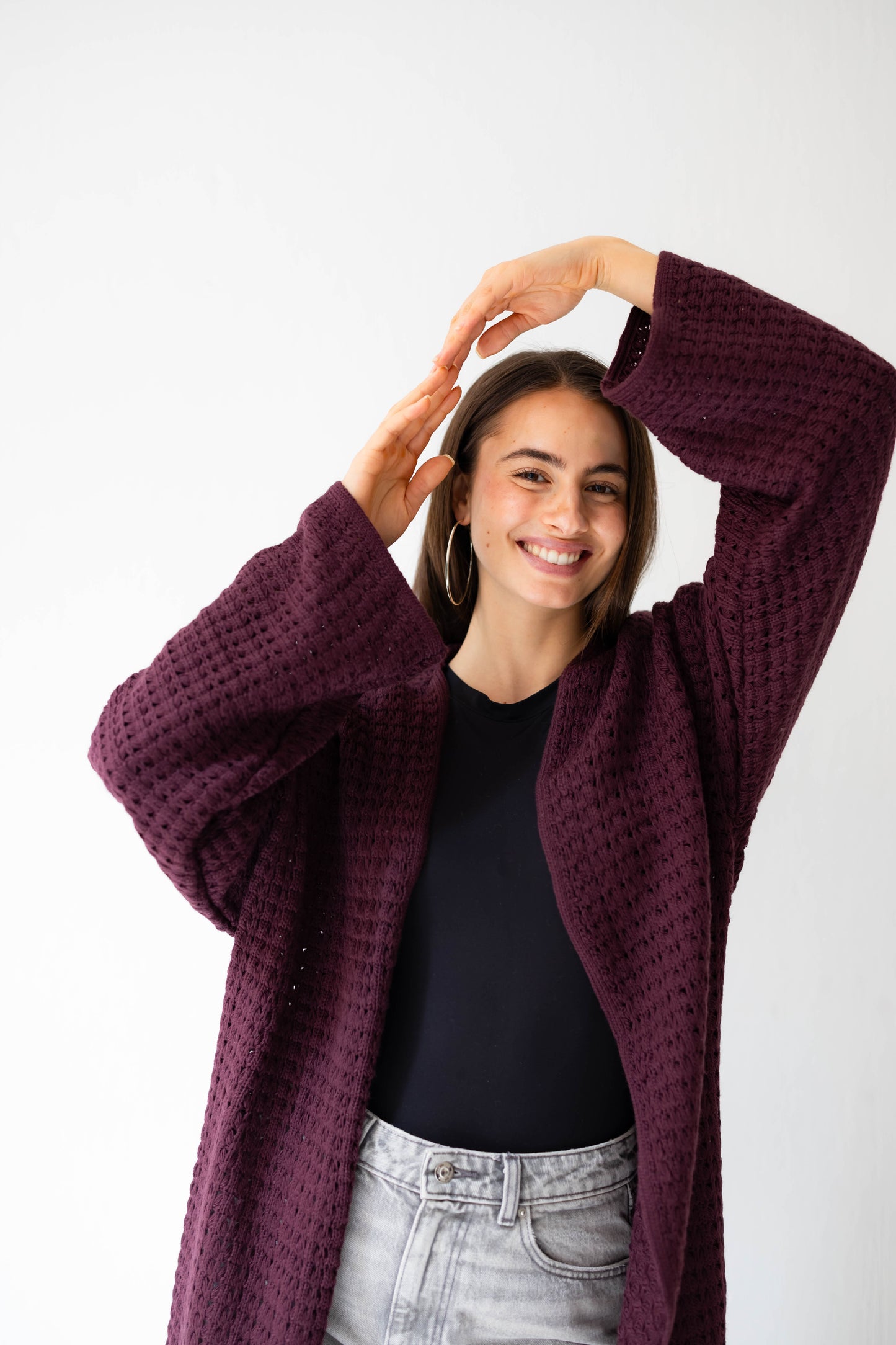 Boho Fringed Cardigan in Burgundy