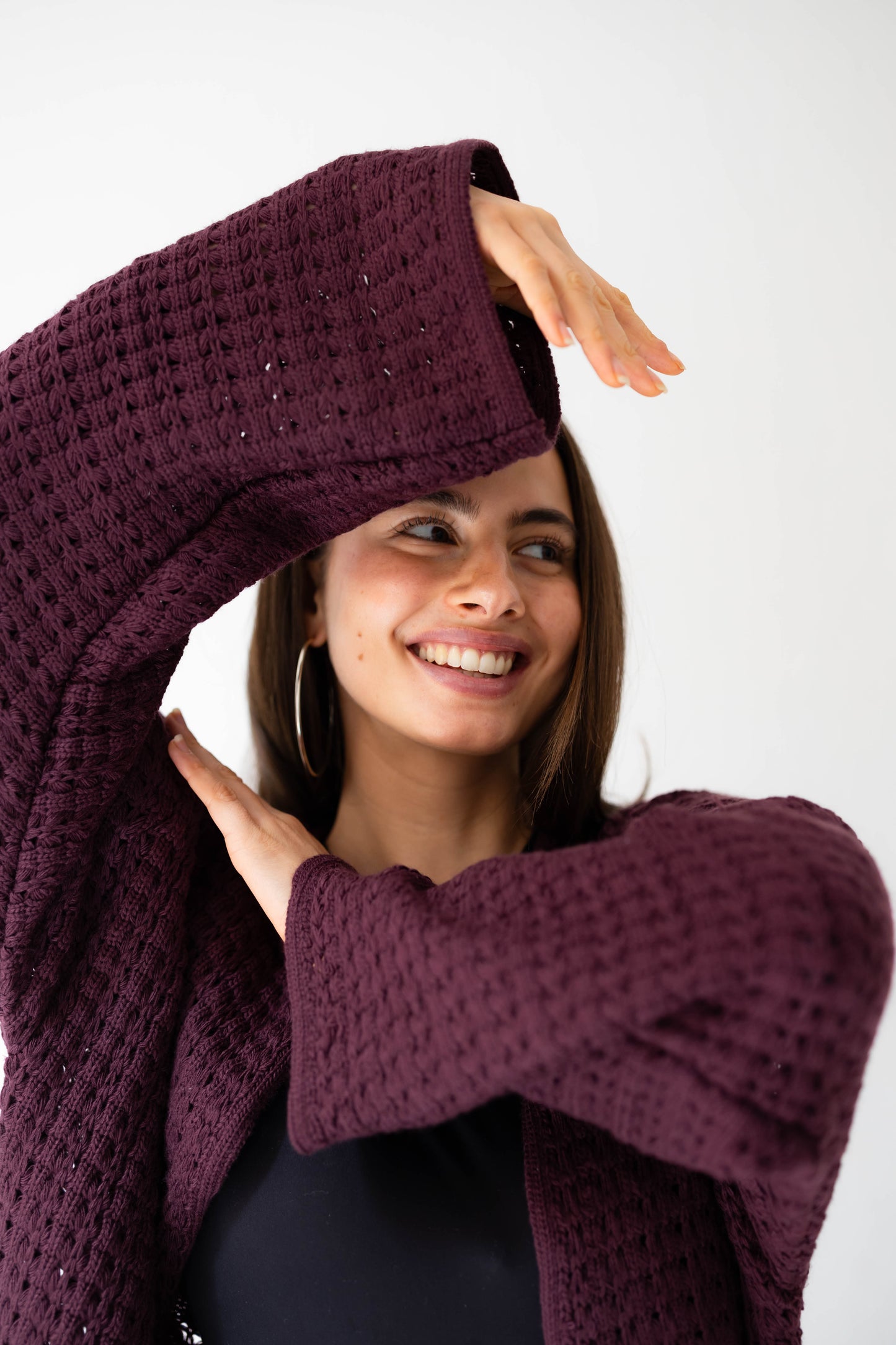 Boho Fringed Cardigan in Burgundy