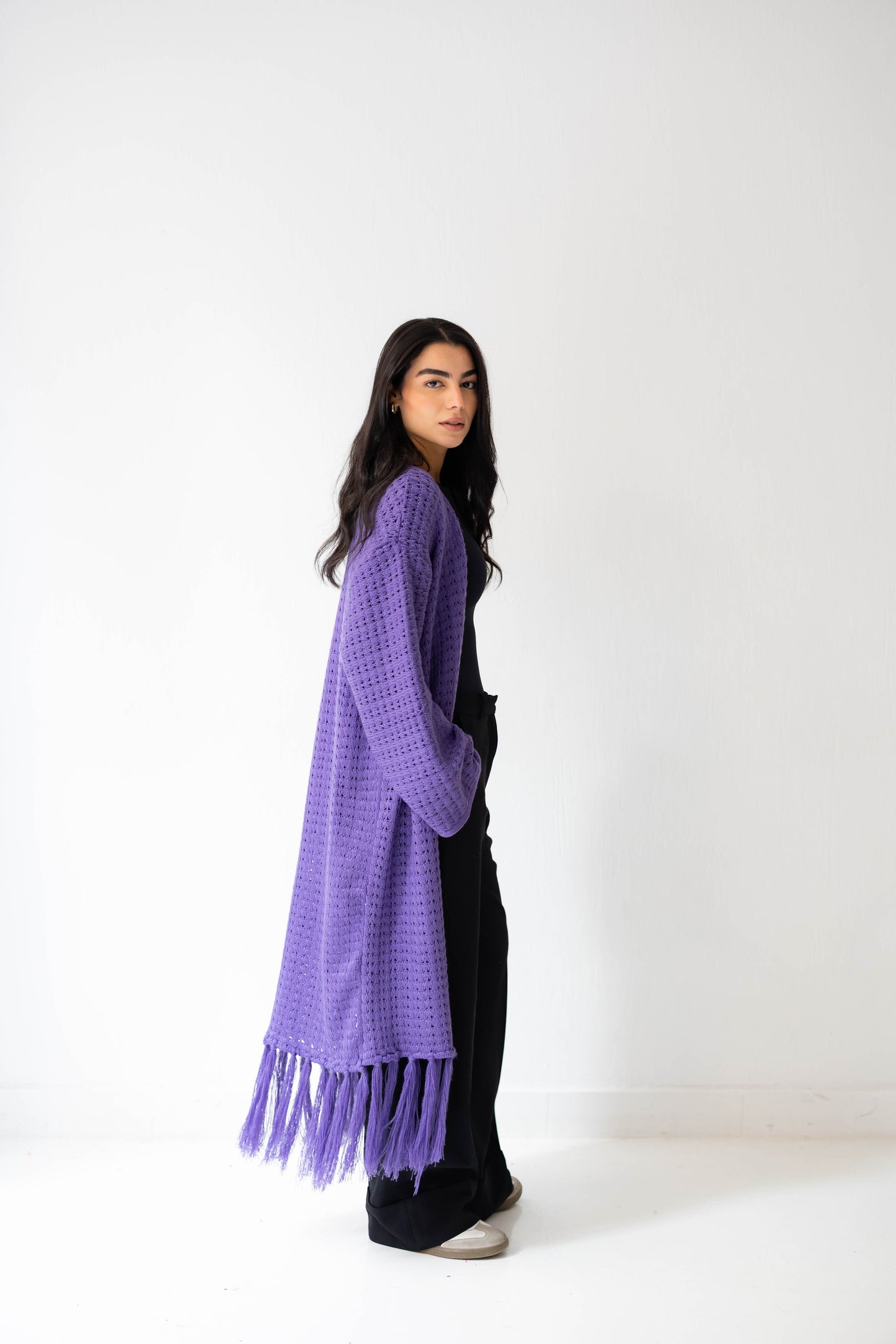 Boho Fringed Cardigan in Iris