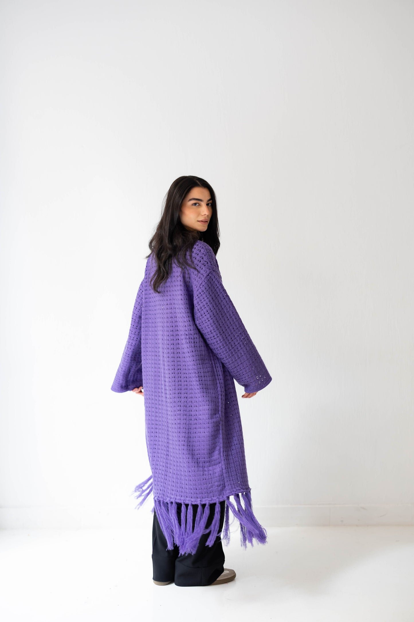 Boho Fringed Cardigan in Iris