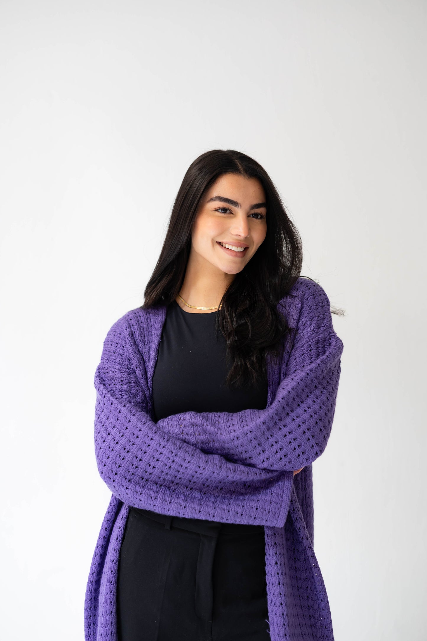 Boho Fringed Cardigan in Iris