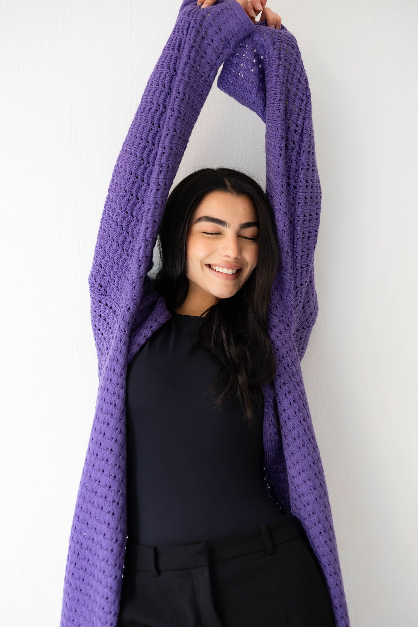 Boho Fringed Cardigan in Iris