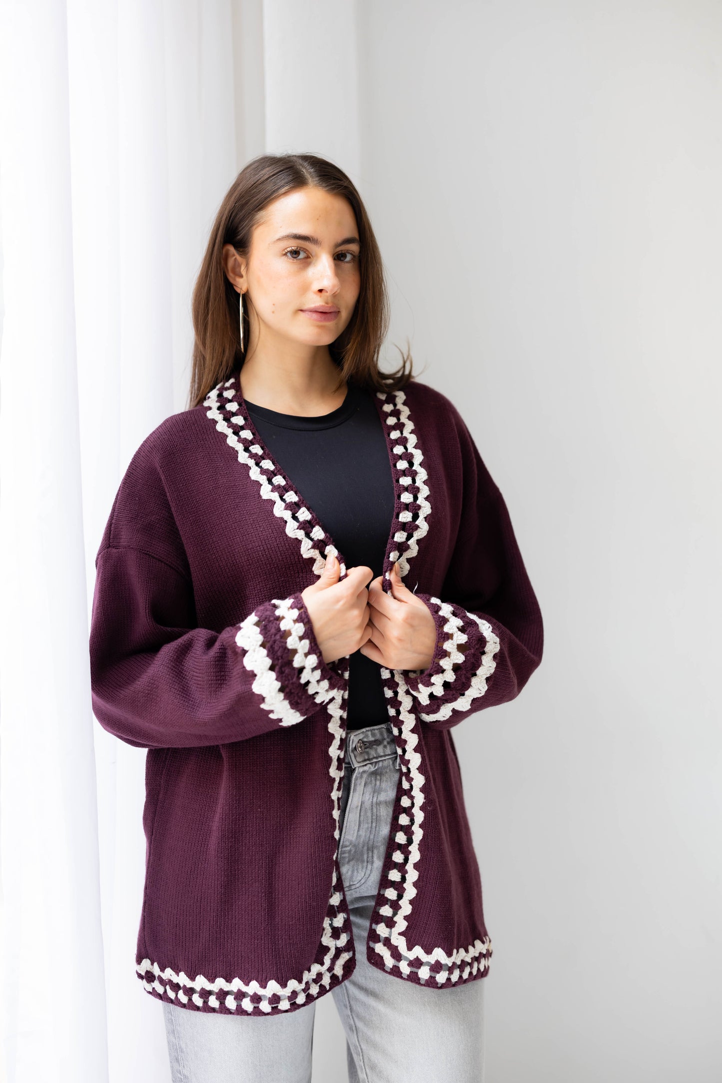 Comfy Edge Knit in Burgundy
