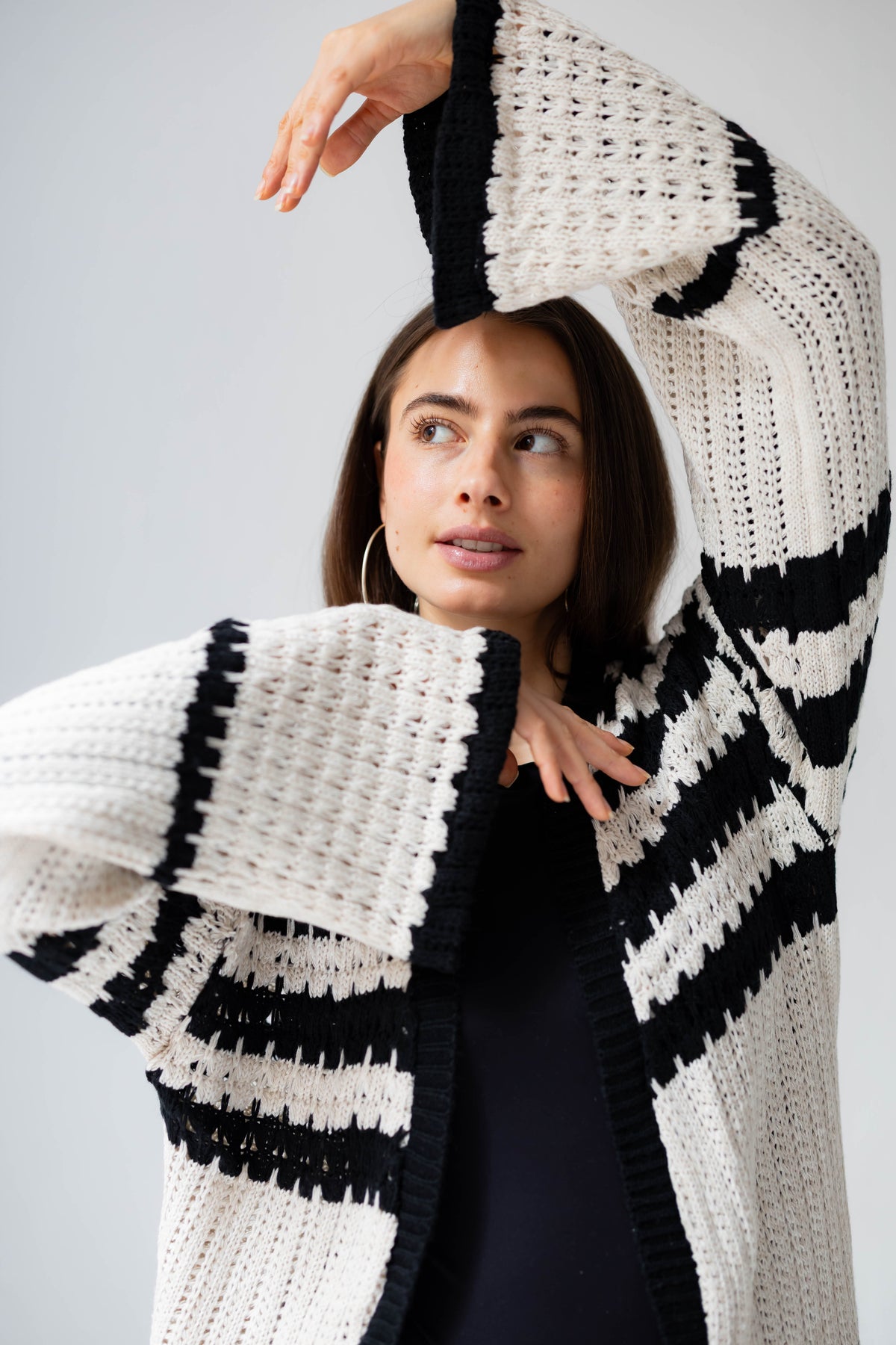 The Striped Knit Cardigan in Cream