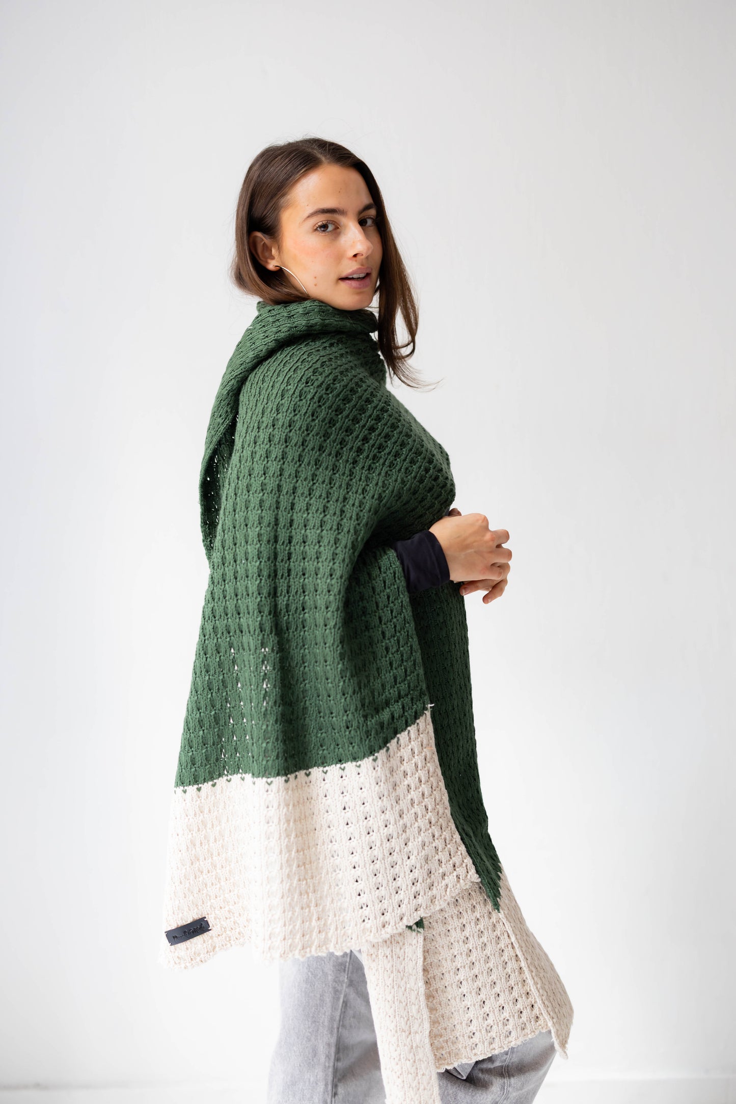 Border Glow Shawl in Hunter Green