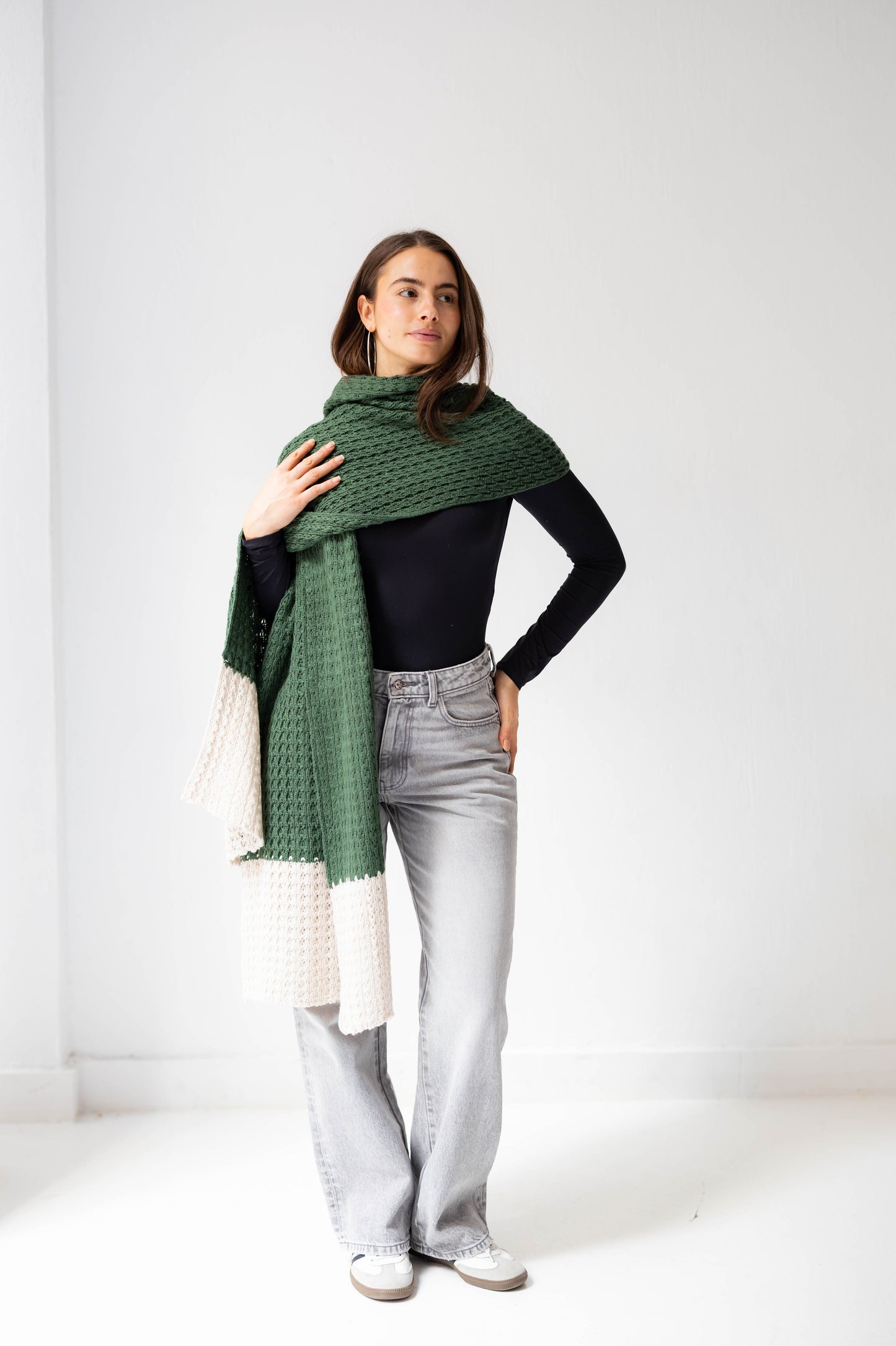 Border Glow Shawl in Hunter Green