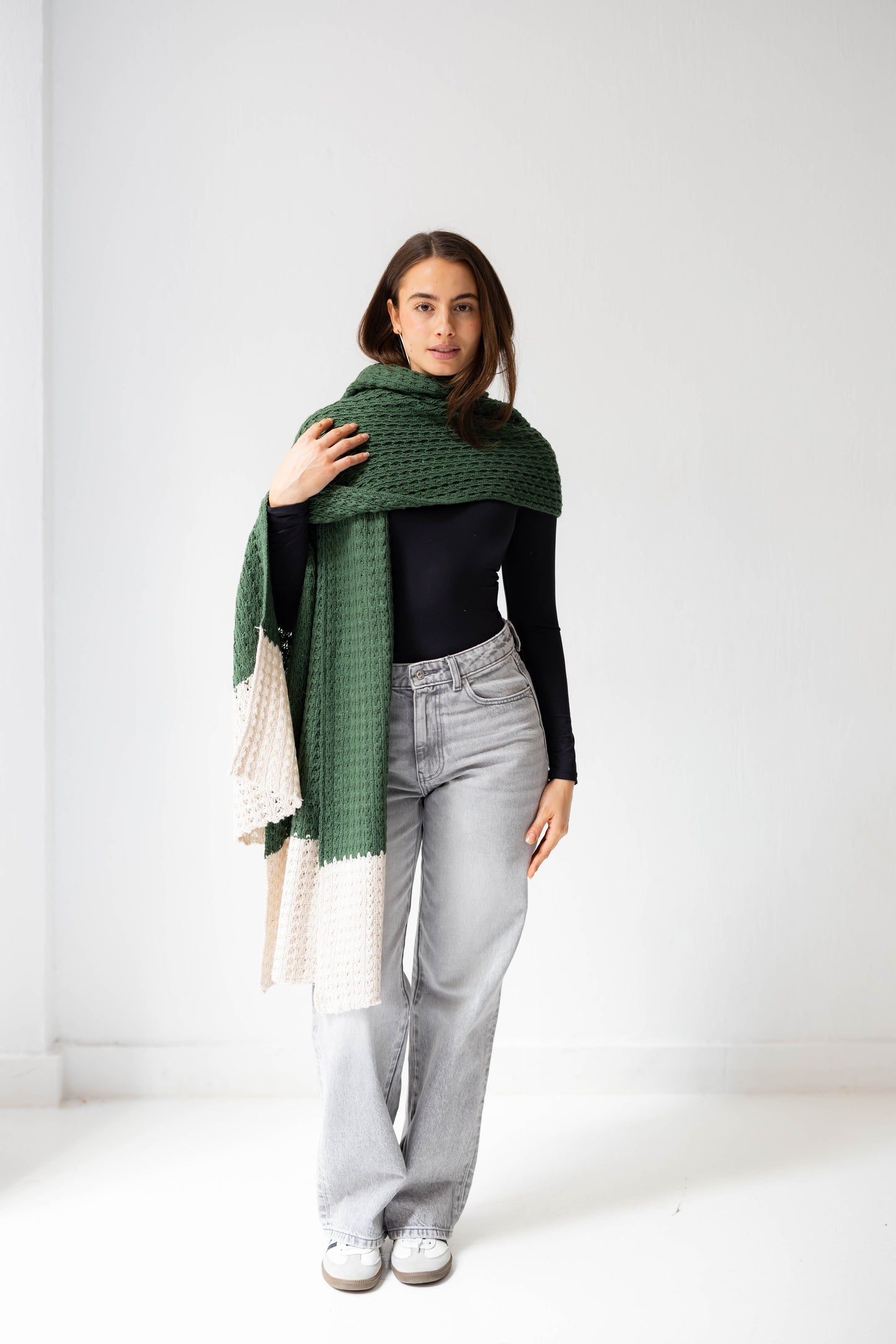 Border Glow Shawl in Hunter Green