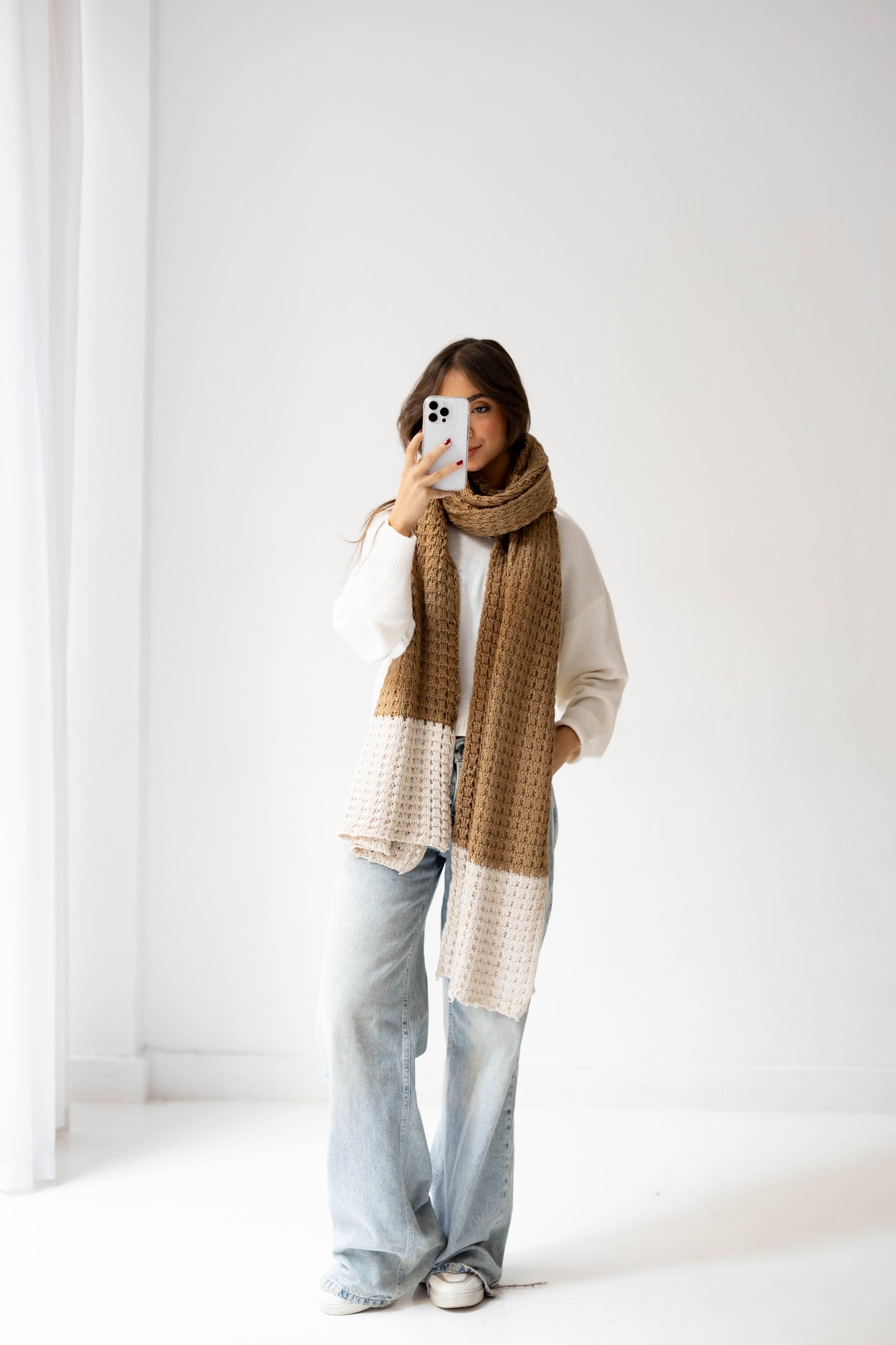 Border Glow Shawl in Camel