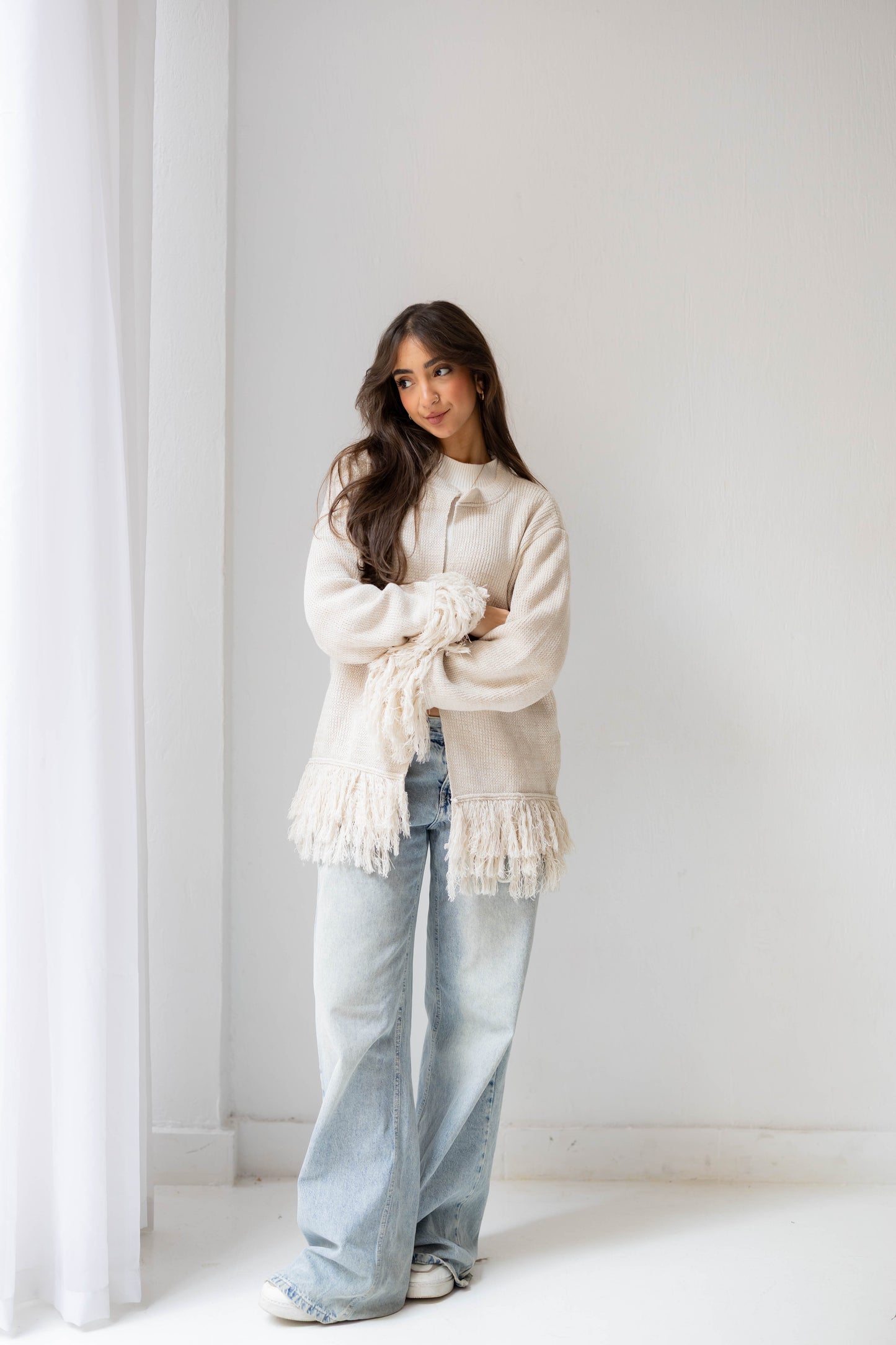 Twirl Fringed Jacket in Oat