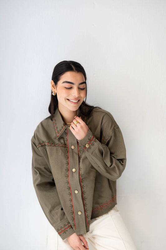 Riva Stitch Jacket in Olive