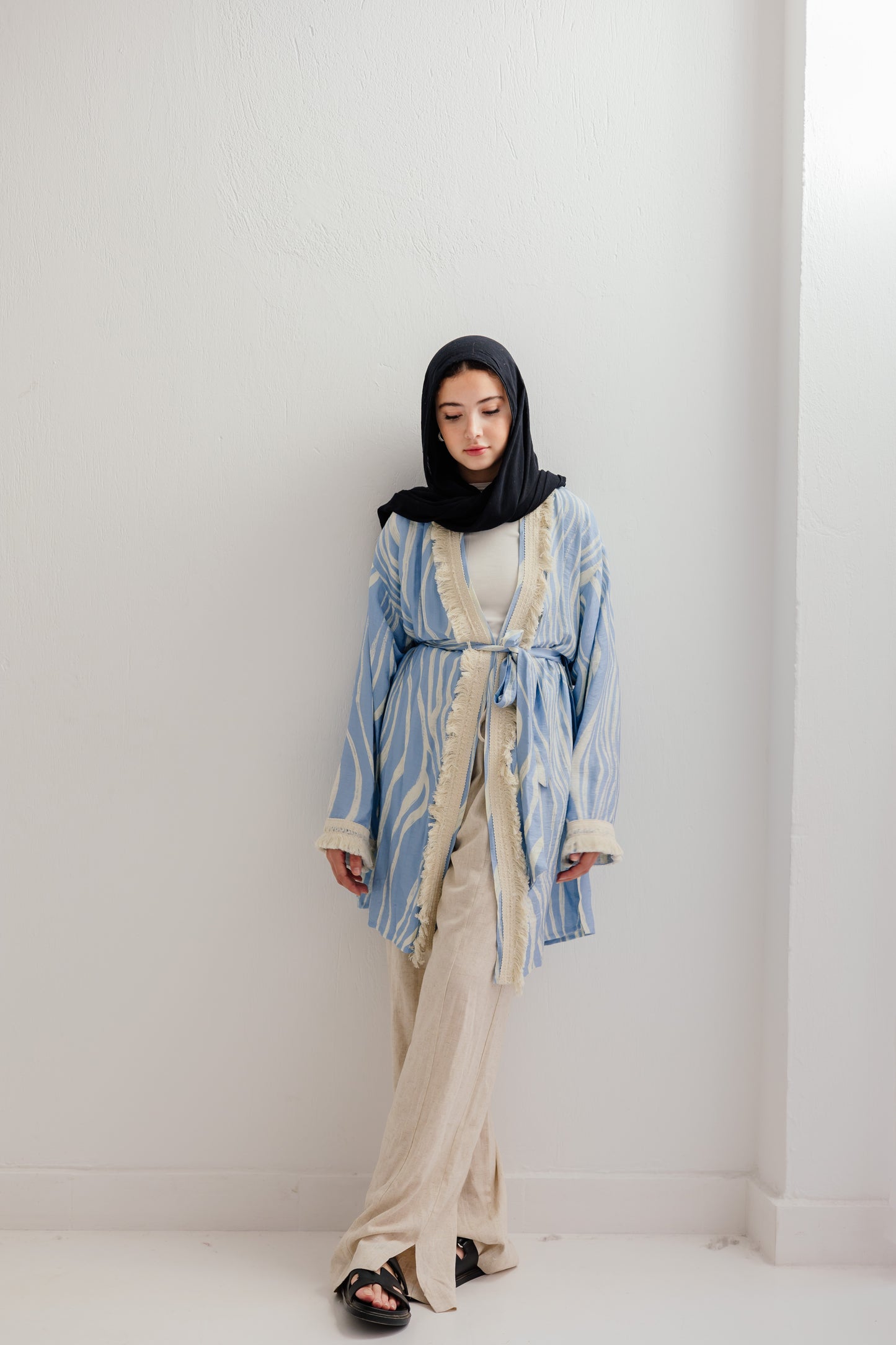 Oia Haze kimono in Sky blue