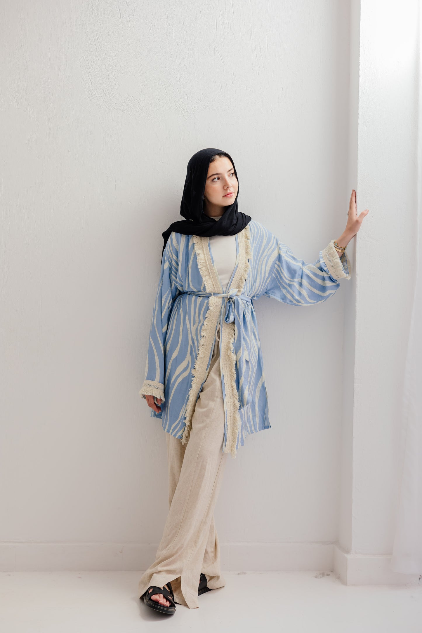 Oia Haze kimono in Sky blue