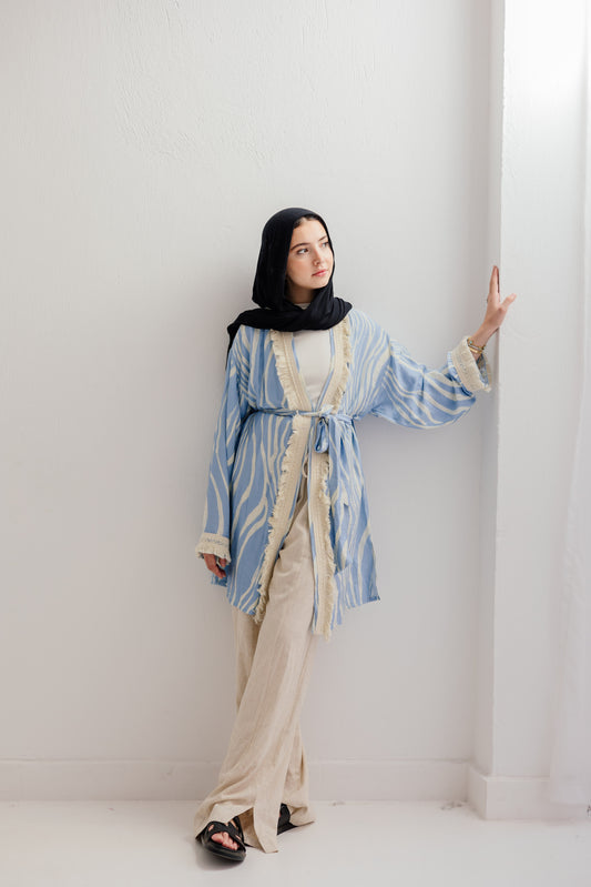 Oia Haze kimono in Sky blue