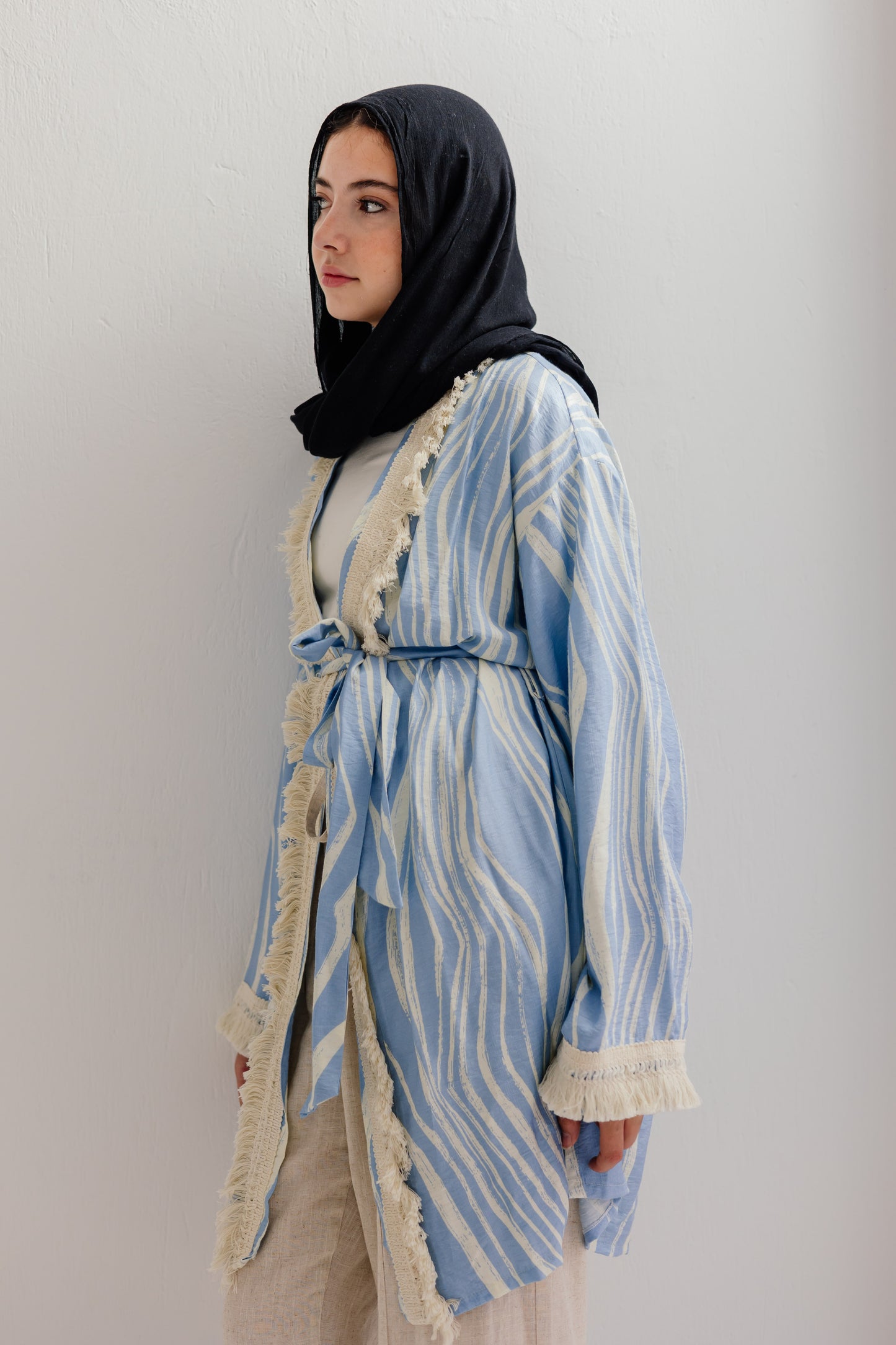 Oia Haze kimono in Sky blue