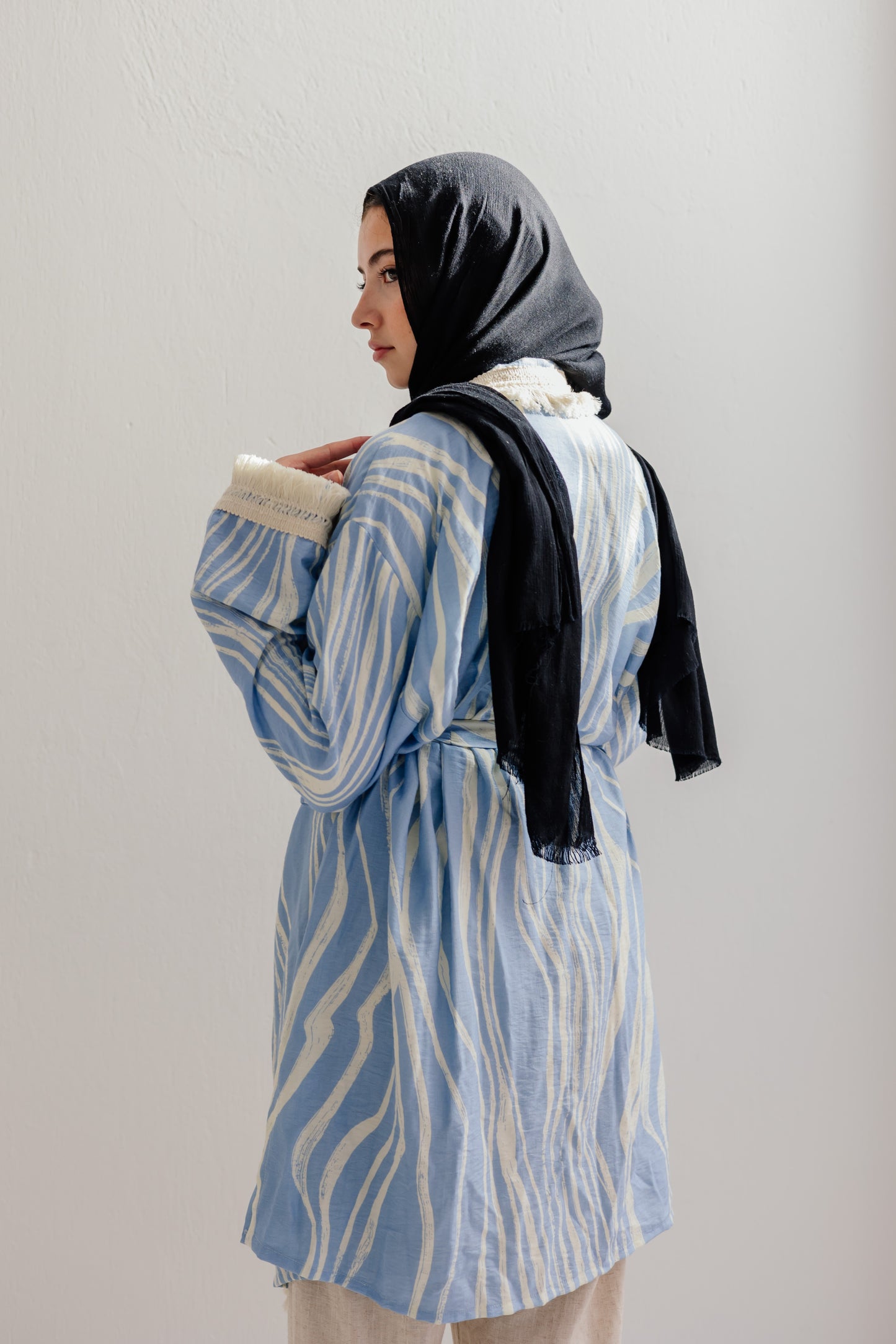 Oia Haze kimono in Sky blue