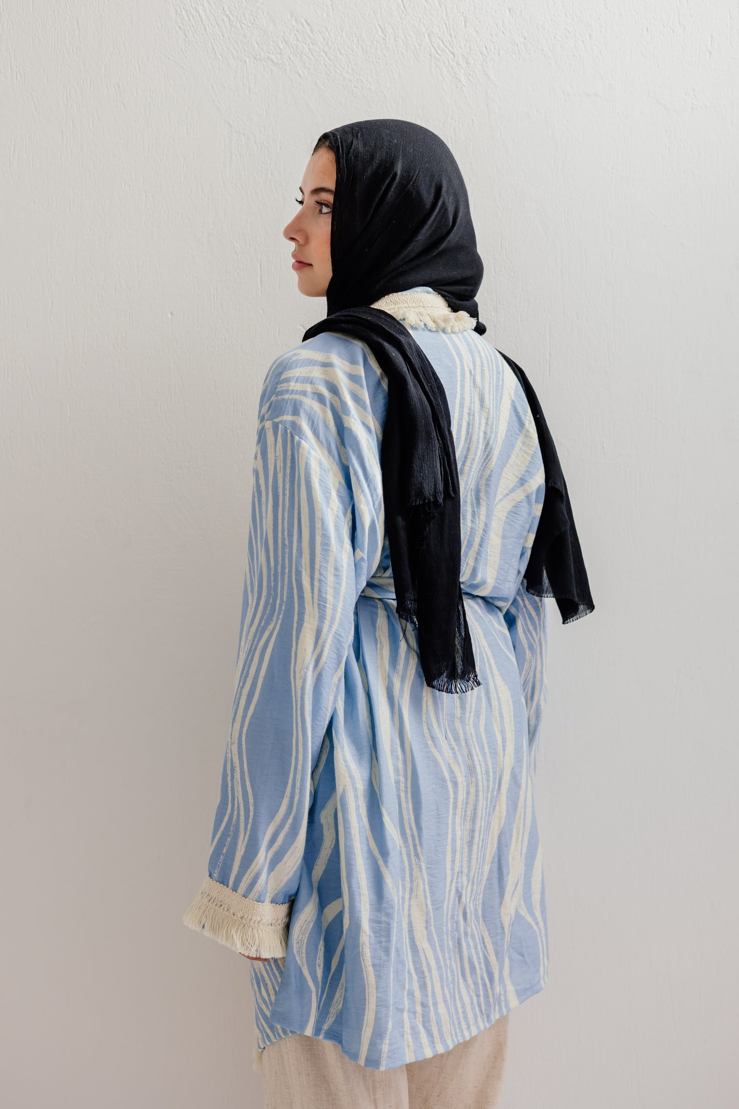 Oia Haze kimono in Sky blue