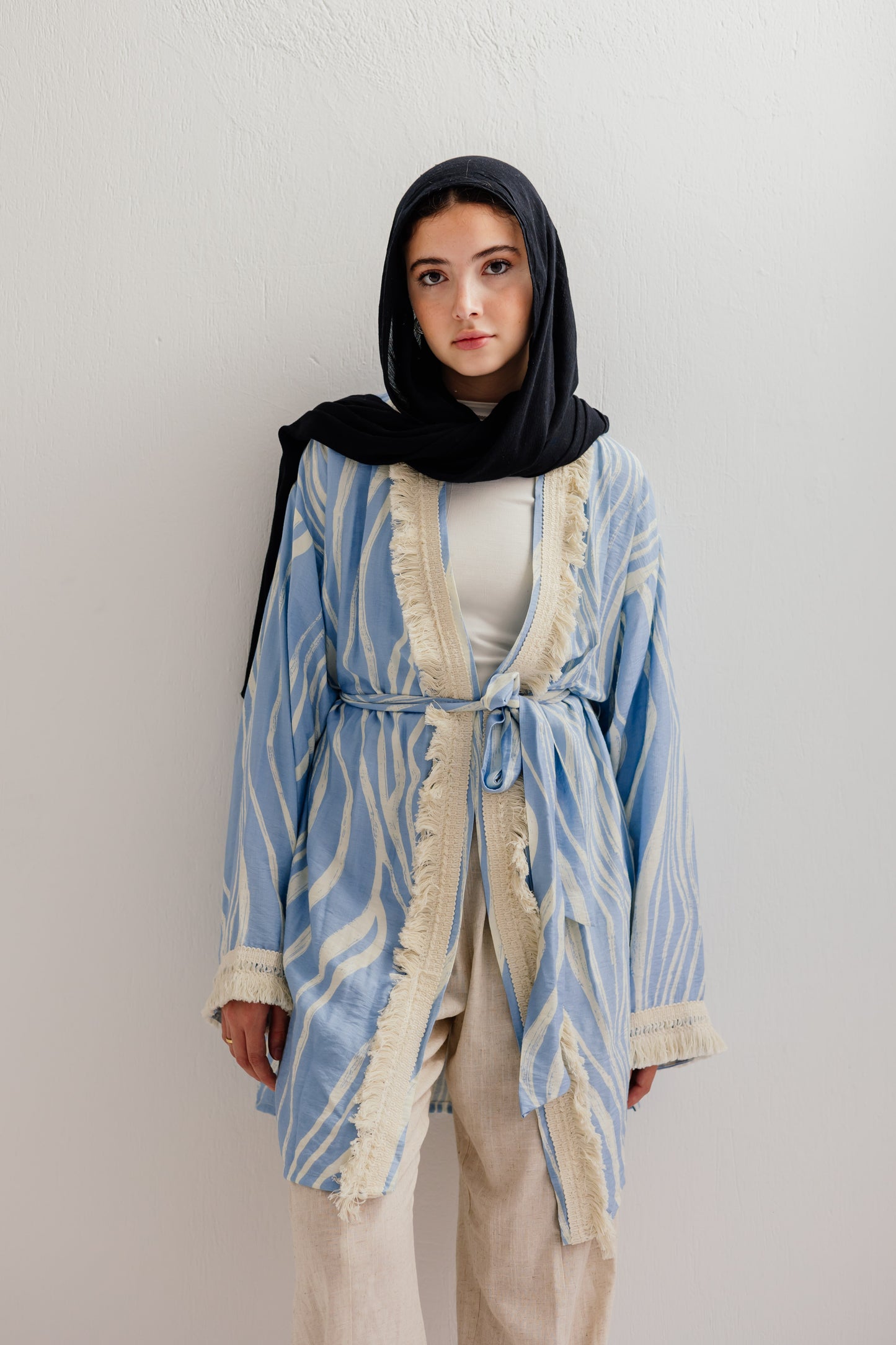 Oia Haze kimono in Sky blue