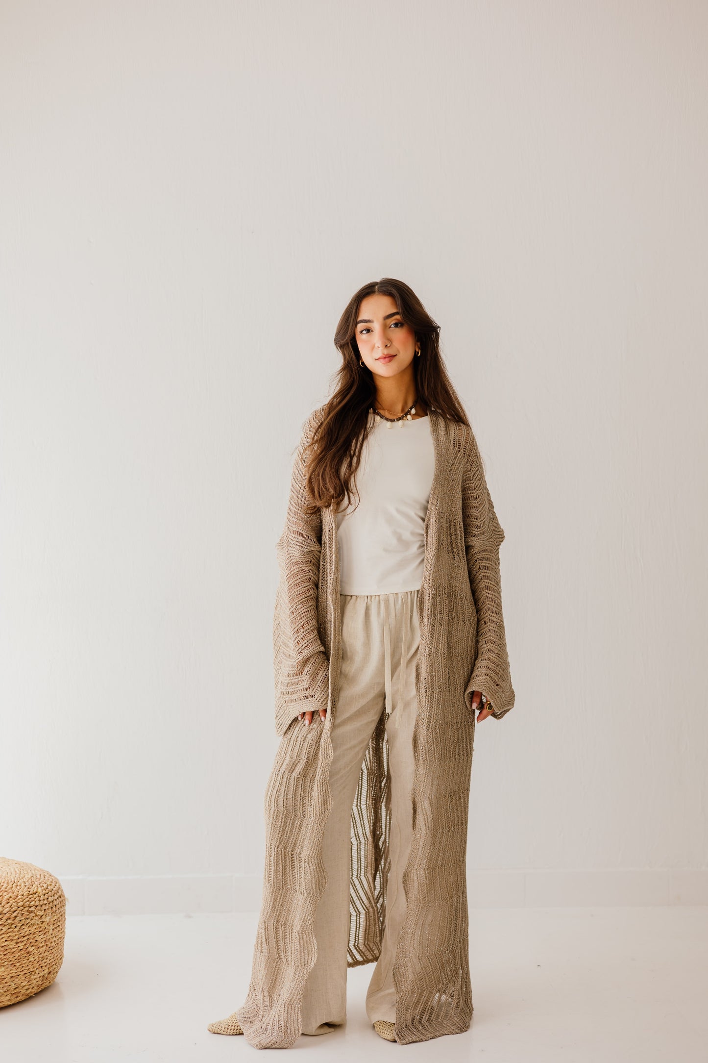 KnotWave Cardigan in Shimmer Tan