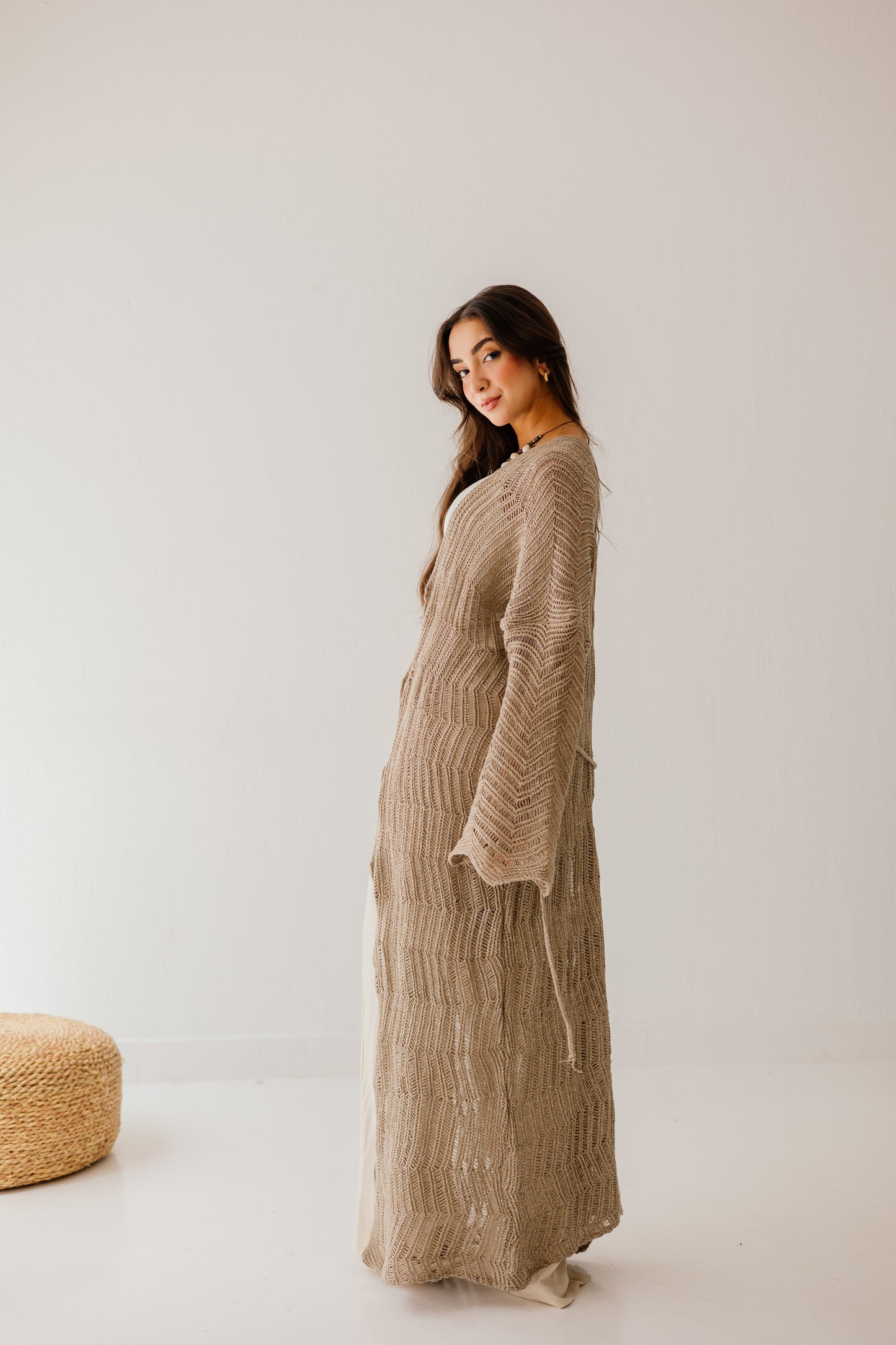 KnotWave Cardigan in Shimmer Tan