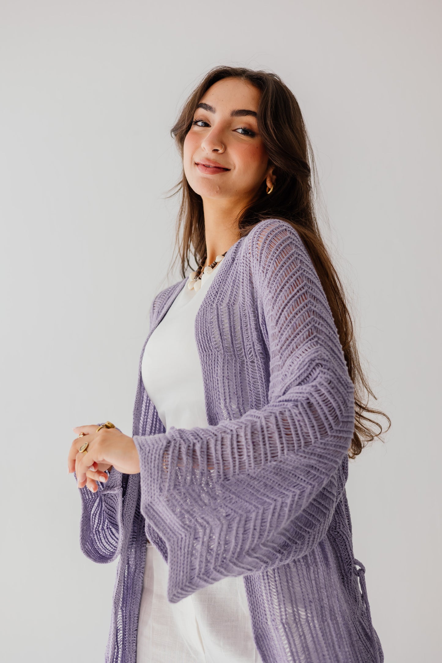 KnotWave Cardigan in Lavender
