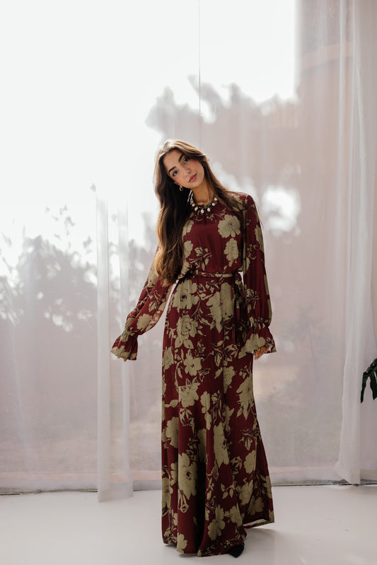 Roselle Dress in Deep Berry