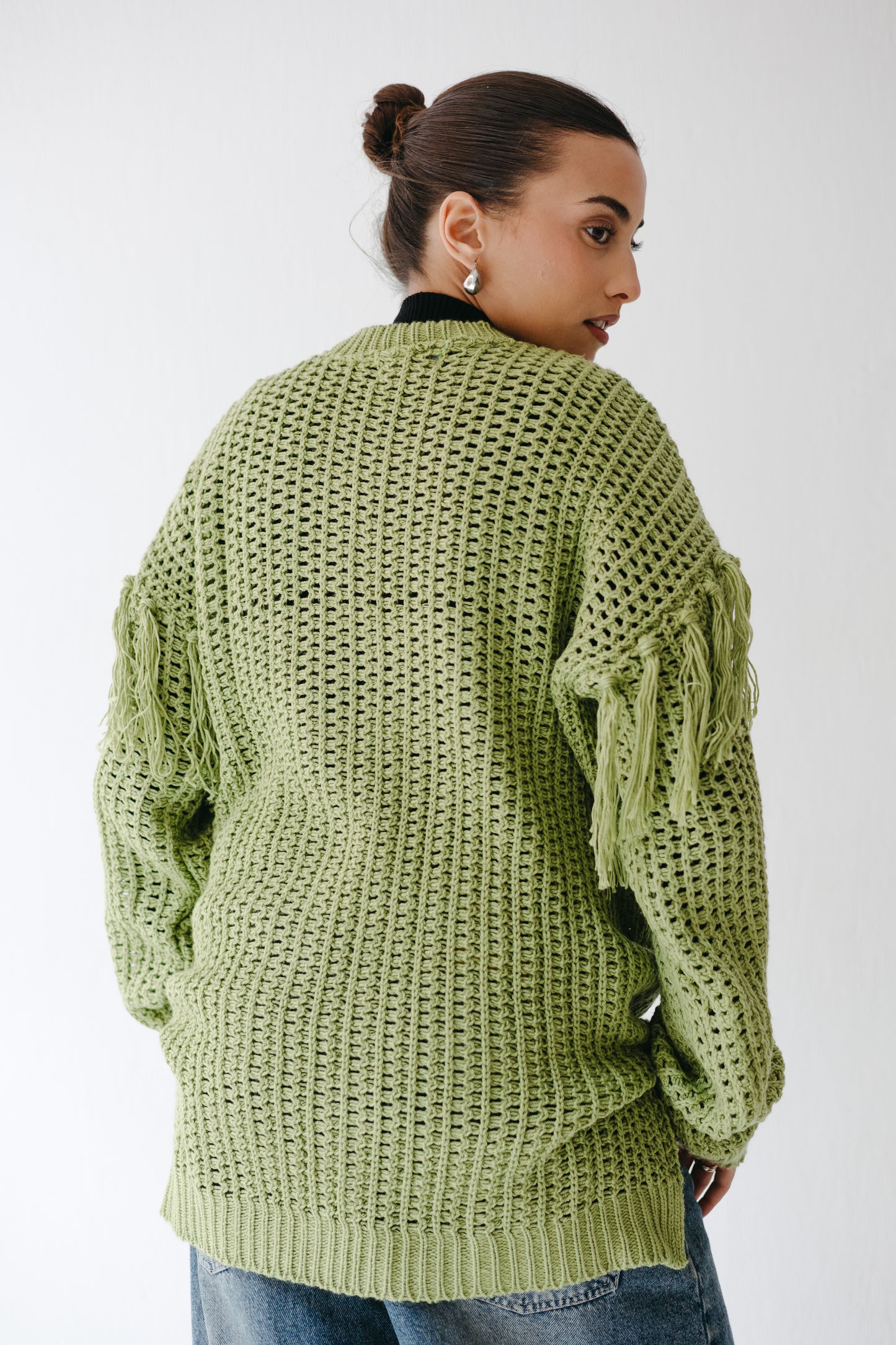 The Fringed Flow Knit in Pistachio