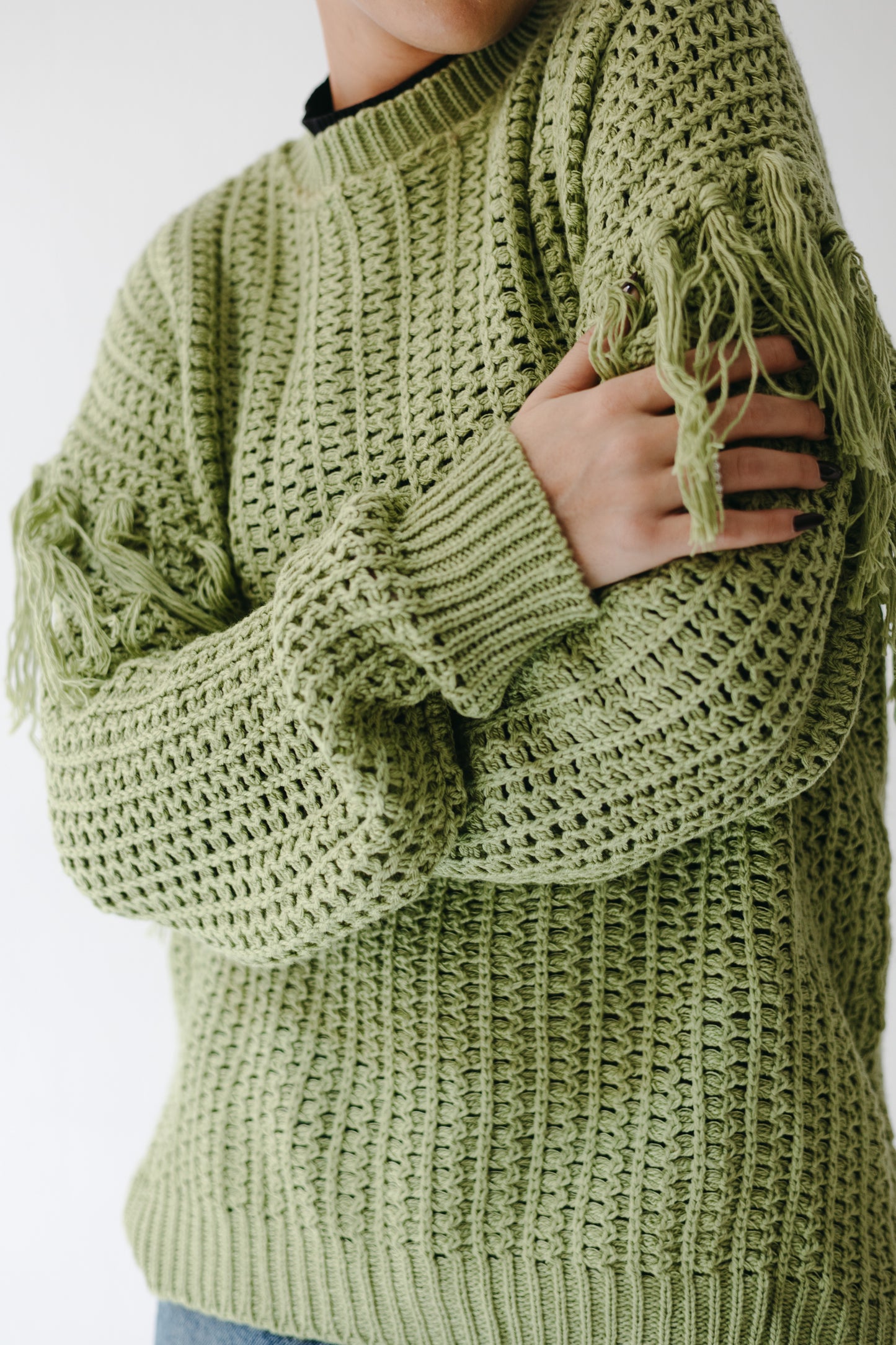 The Fringed Flow Knit in Pistachio