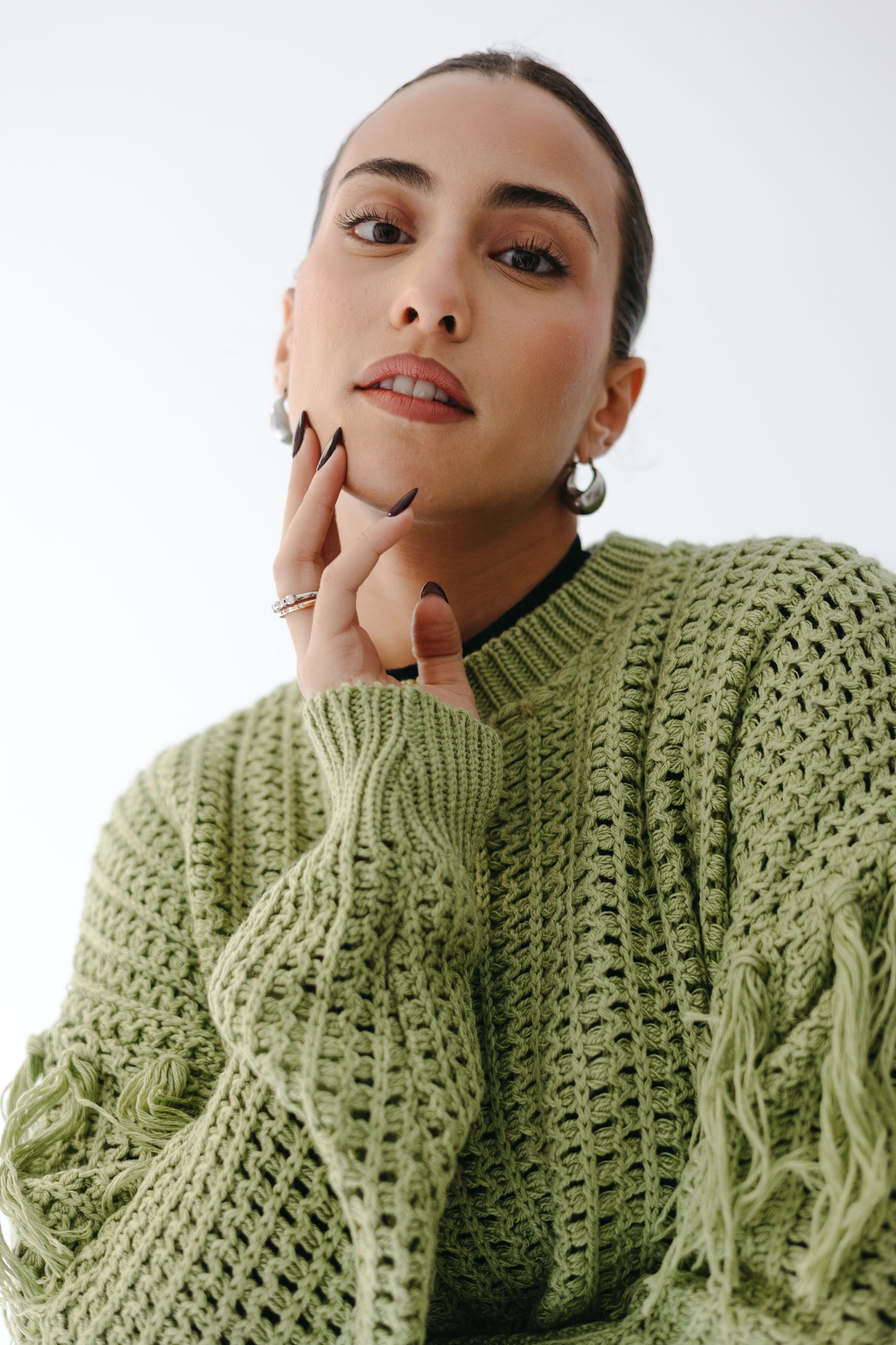 The Fringed Flow Knit in Pistachio