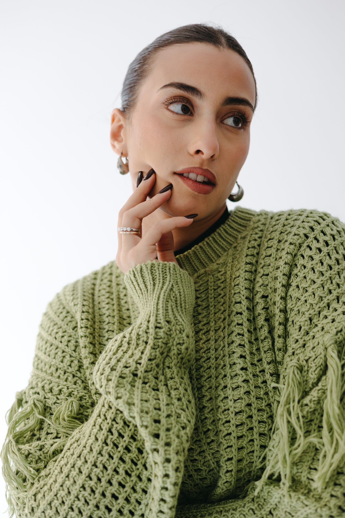 The Fringed Flow Knit in Pistachio