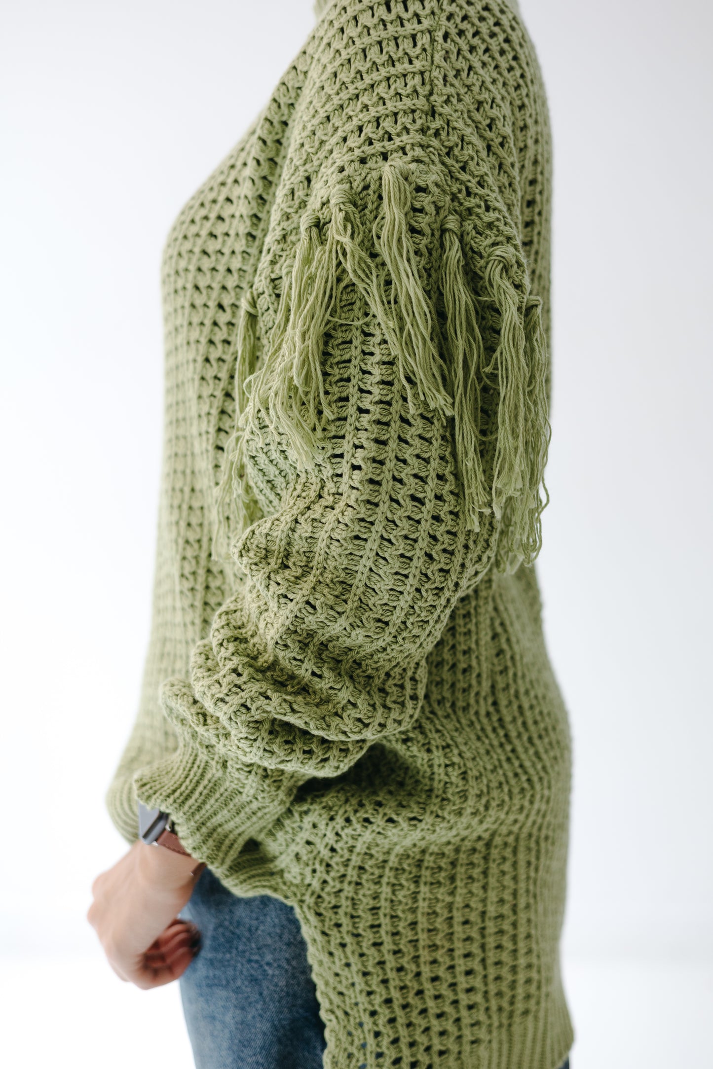 The Fringed Flow Knit in Pistachio