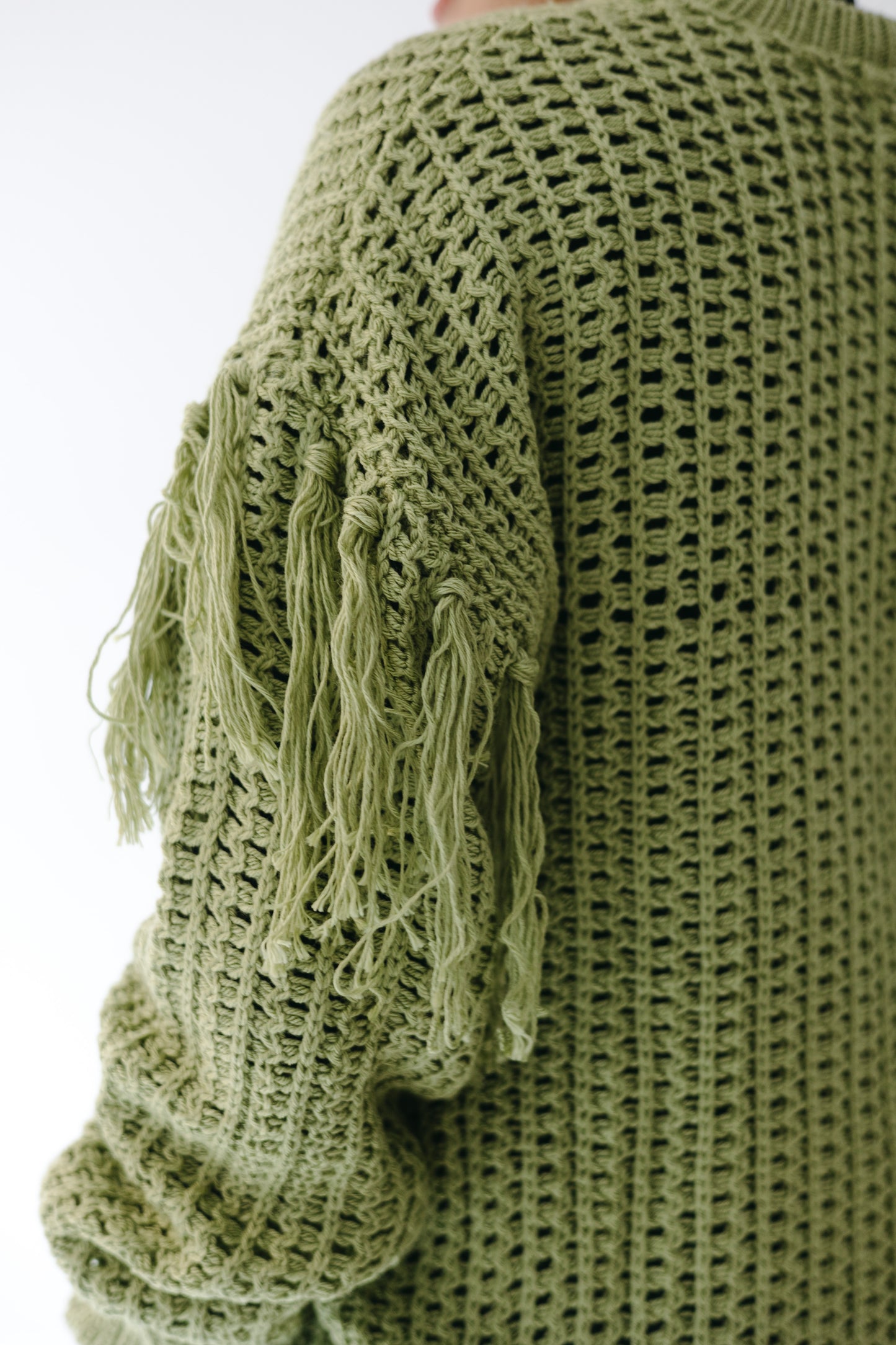 The Fringed Flow Knit in Pistachio