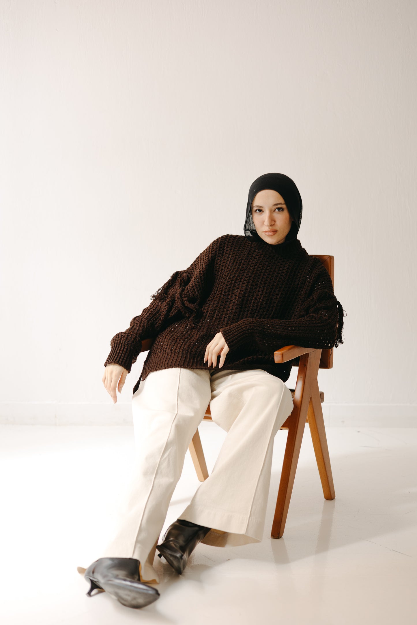 The Fringed Flow Knit in Cocoa