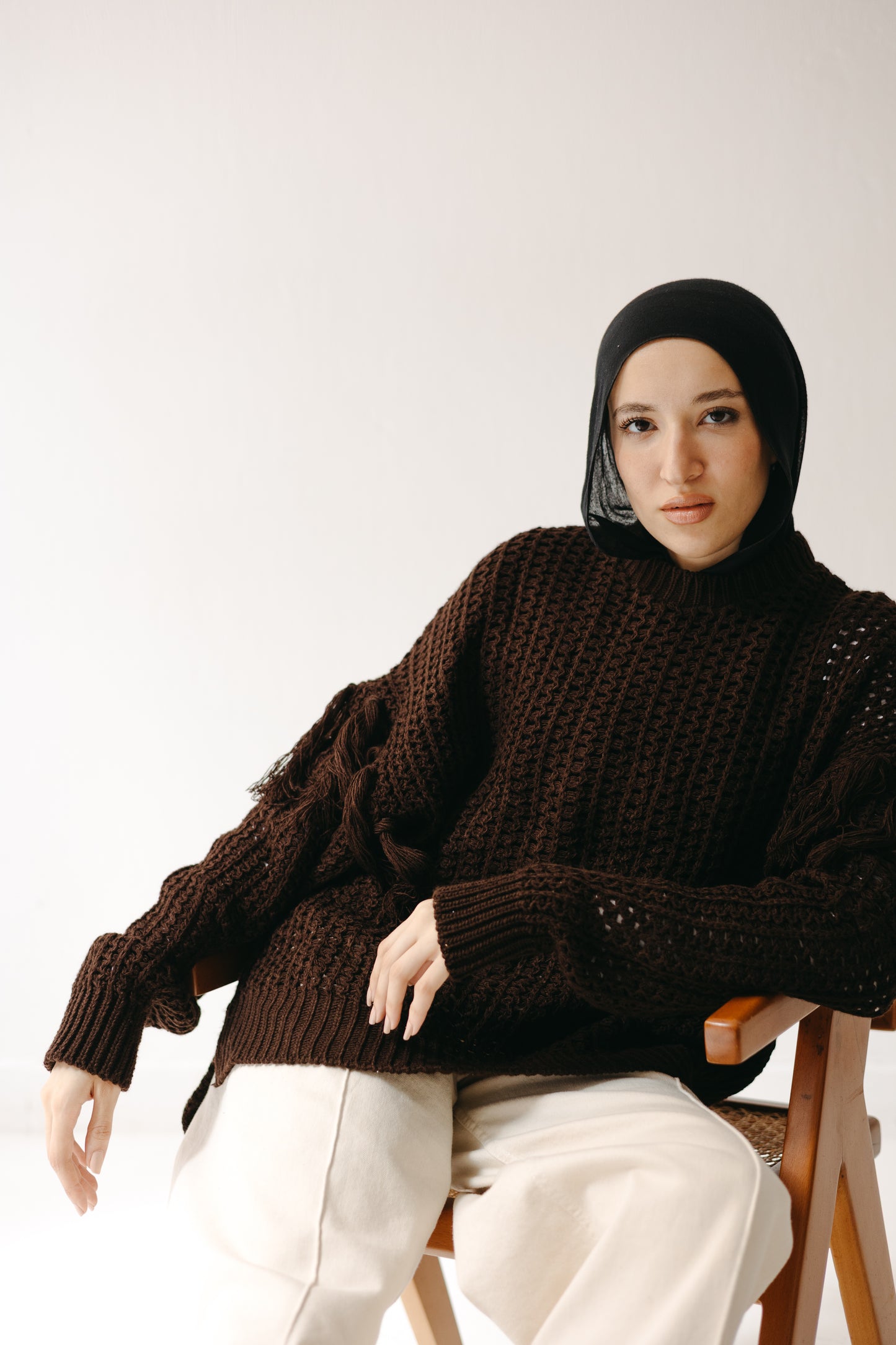 The Fringed Flow Knit in Cocoa