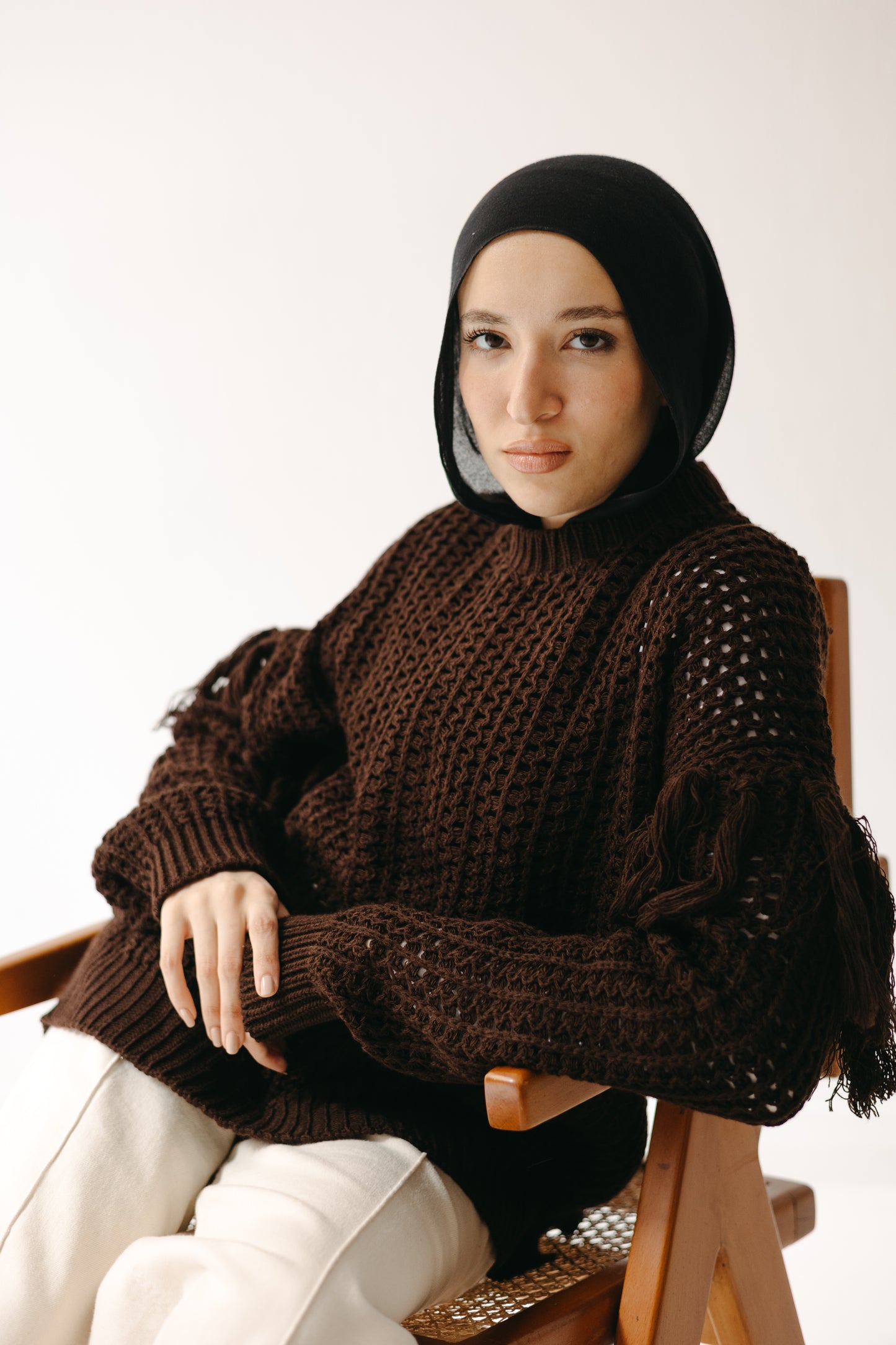 The Fringed Flow Knit in Cocoa